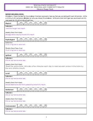 Wellness Check #2 - notes - HERS 204: PERSONAL AND COMMUNITY HEALTH ...