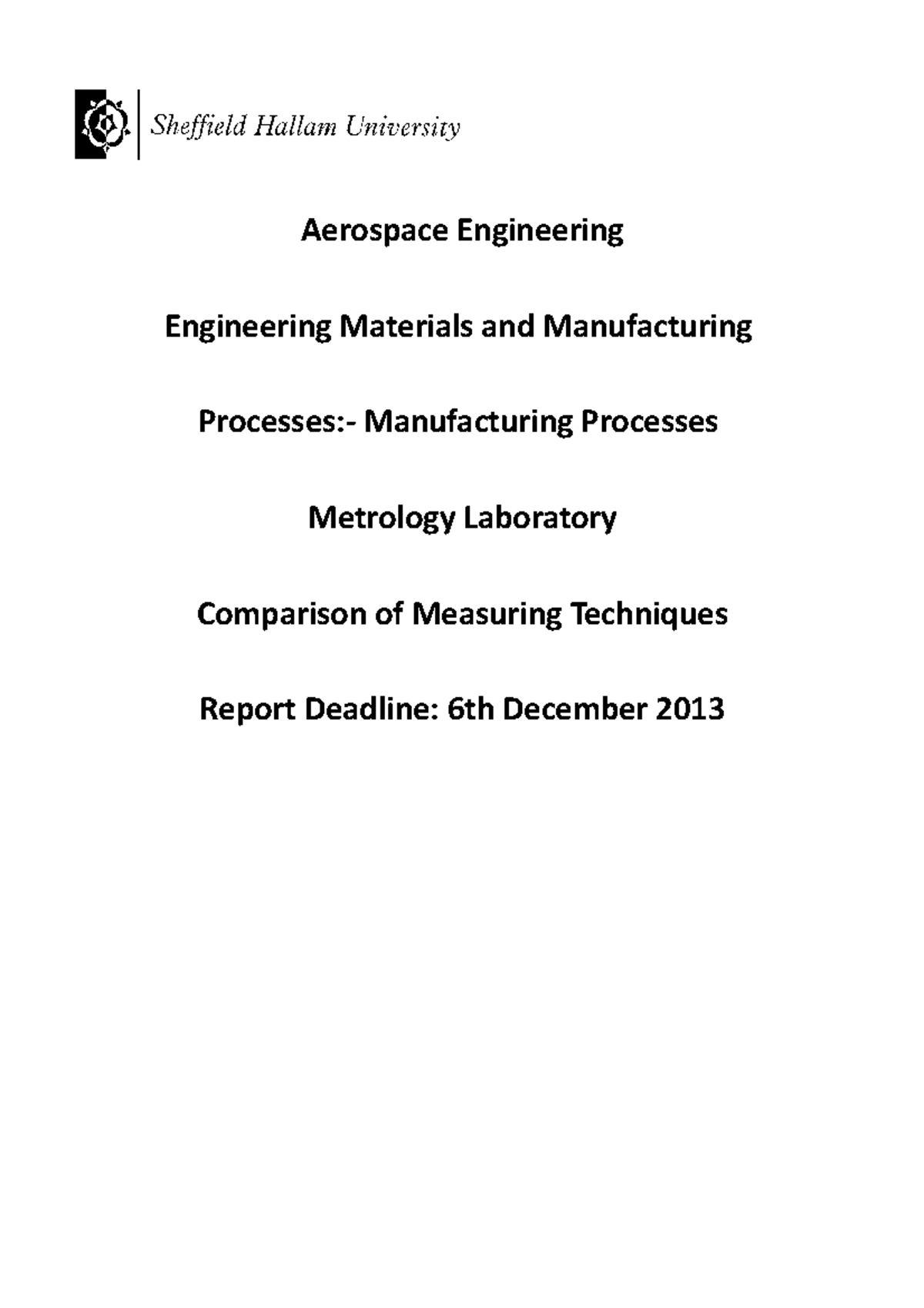 Aerospace Materials and Manufacturing Processes - Metrology Lab ...