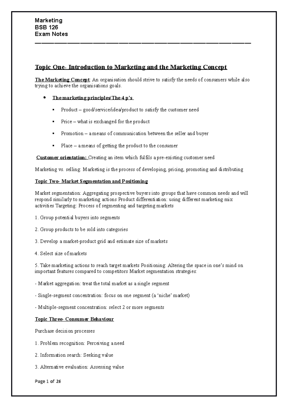 Marketing Final Exam notes - Exam Notes - Studocu