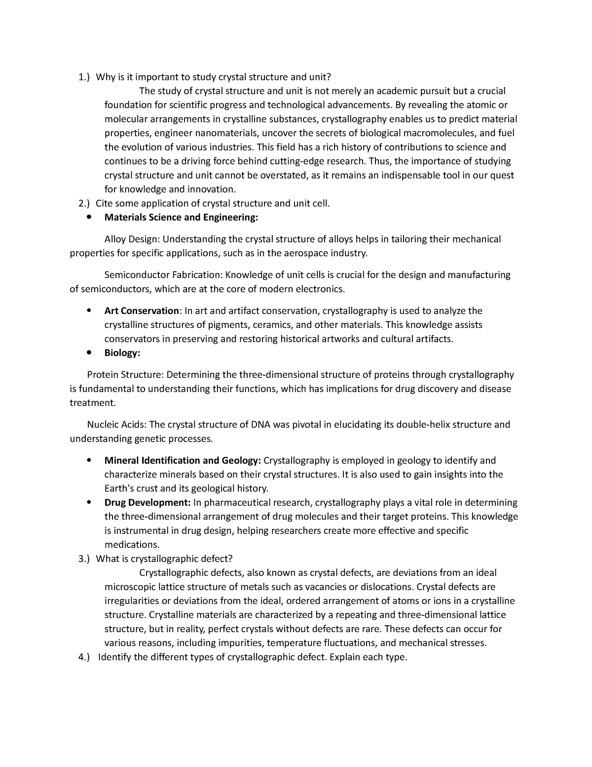 LAB Report 6 CHEM - 1.) Why is it important to study crystal structure ...