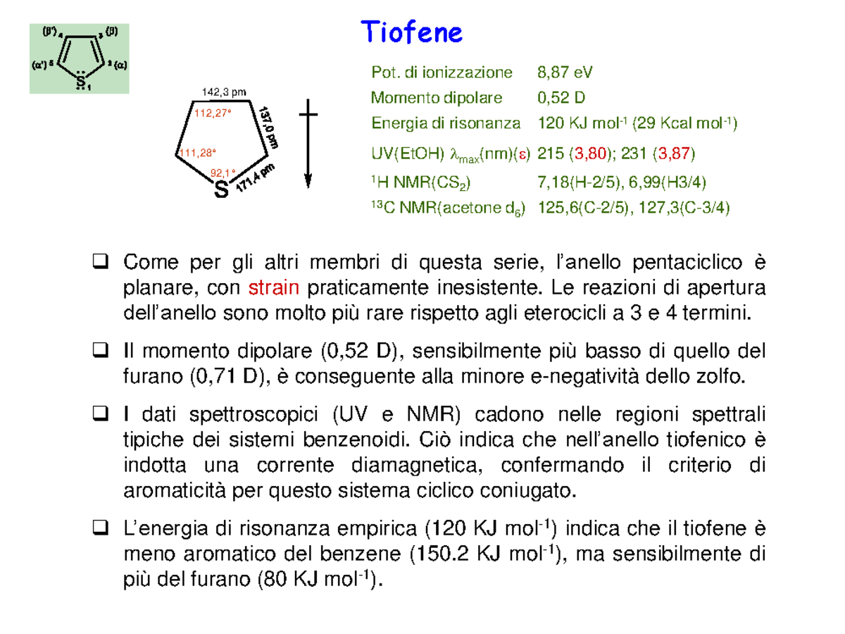 6. Tiofene [Prof. Giordano Lesma] - Tiofene Come per gli altri membri ...