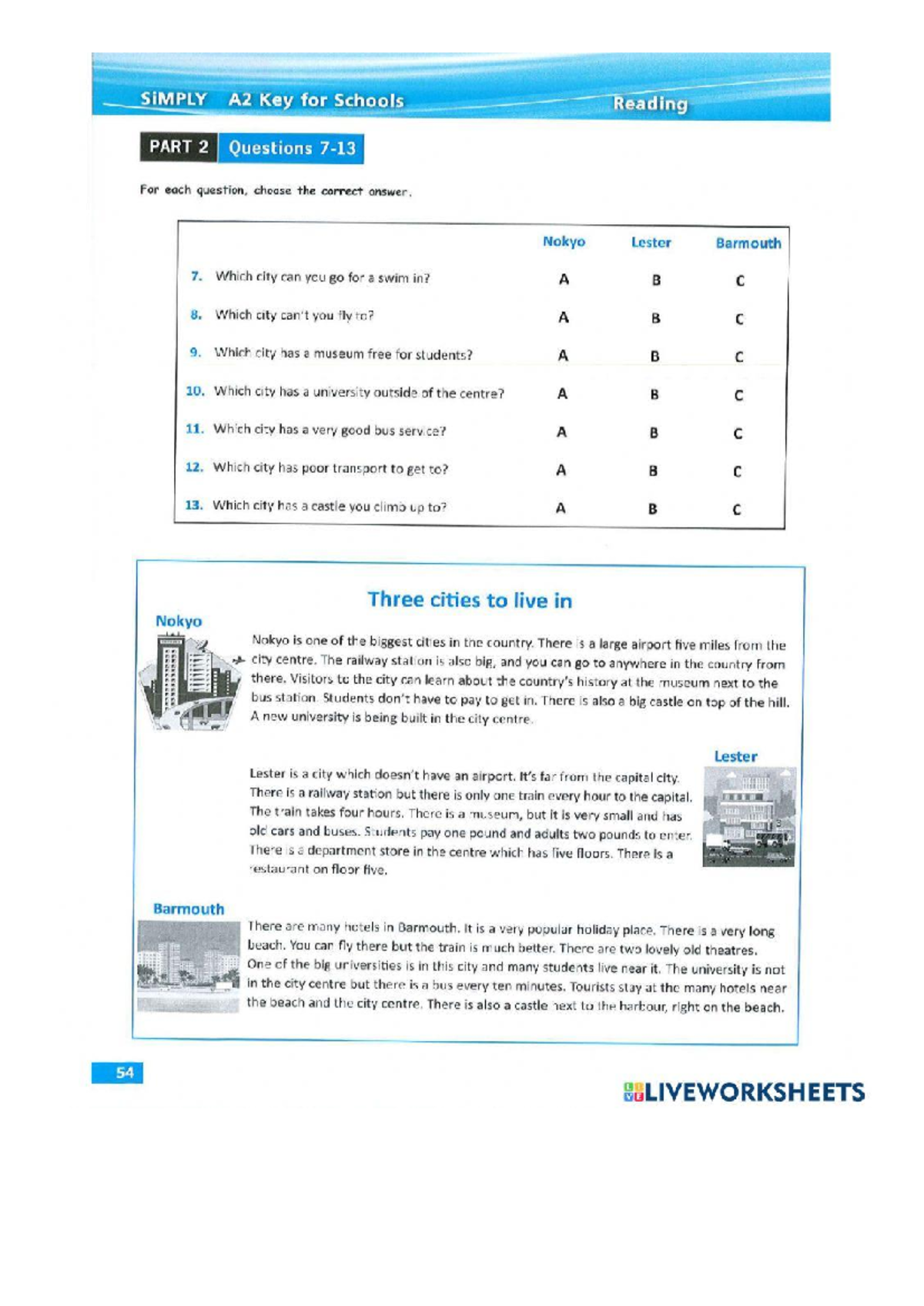 Document - Bt tiếng anh 2 - SiMPLY A2 Key for Schools Reading PART 2 ...