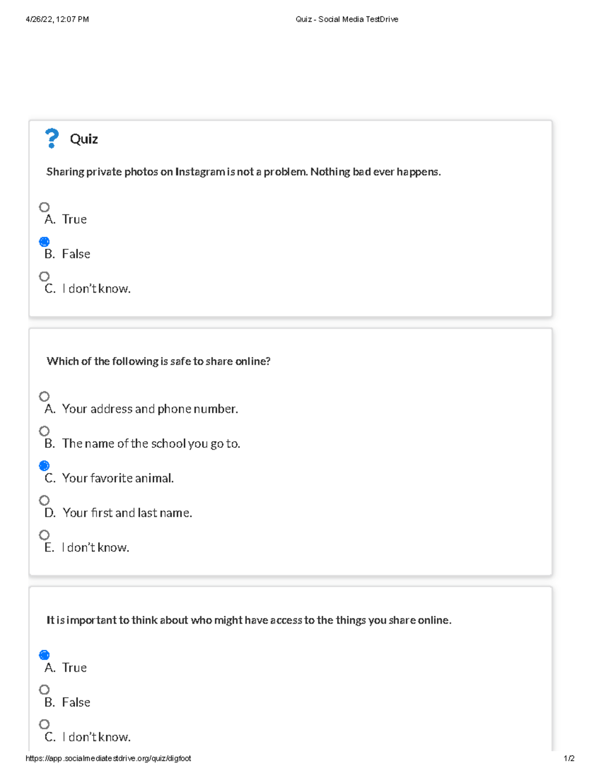 Quiz Social Media Test Drive socialmediatestdrive/quiz/digfoot 1