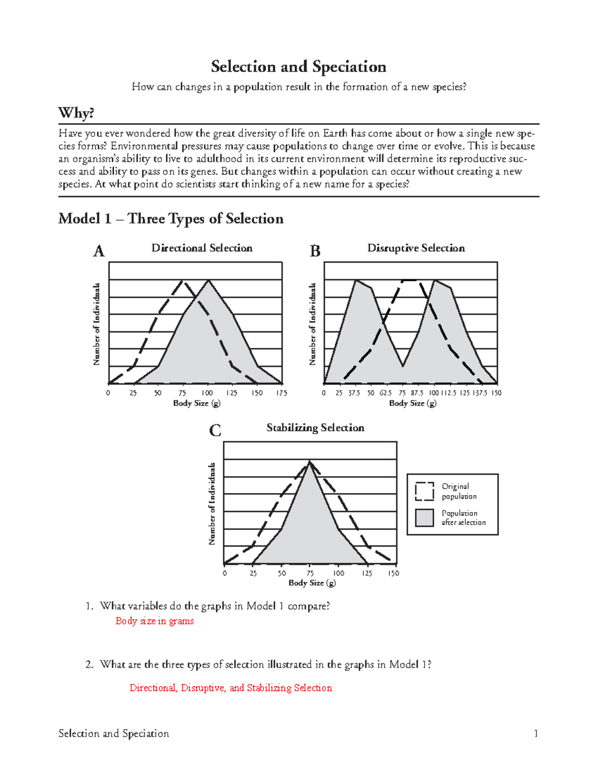 Kami Export- 21 Selection And Speciation-S - Selection And Speciation 1 ...