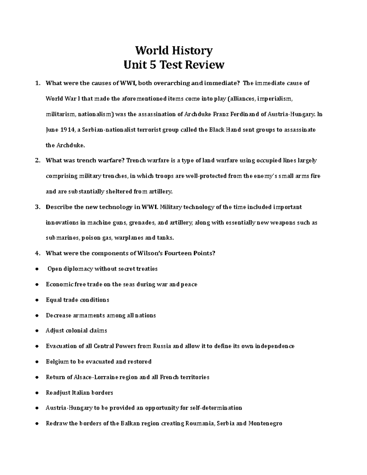 WH Unit 5 Test Review - World History Notes - World History Unit 5 Test ...