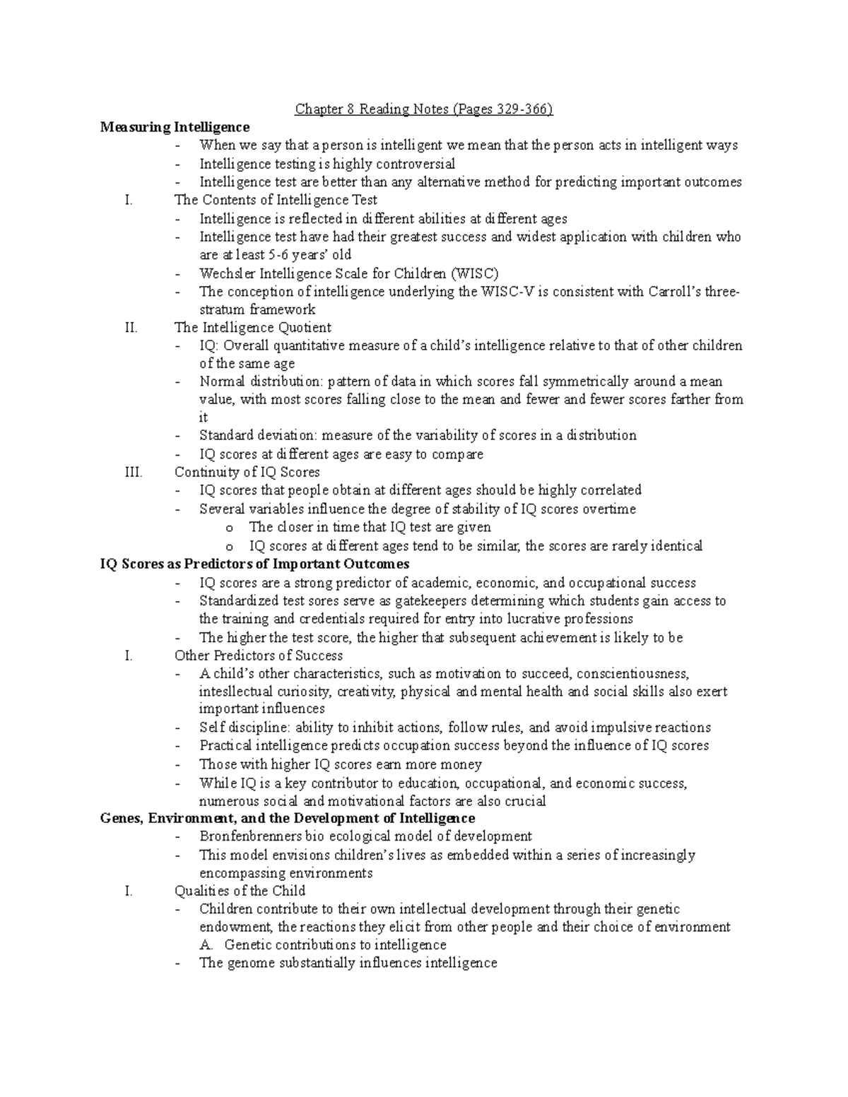 Chapter 8 Reading Notes - Chapter 8 Reading Notes (Pages Measuring ...