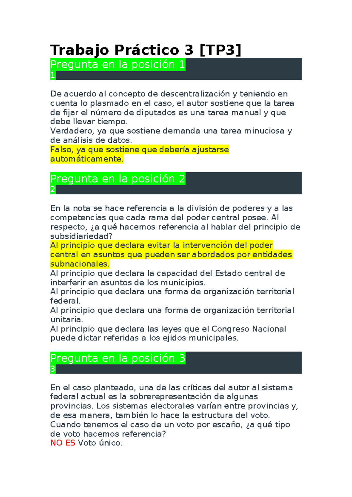 Sistemas Politicos Comparados TP 3 - Trabajo Práctico 3 [TP3] Pregunta ...