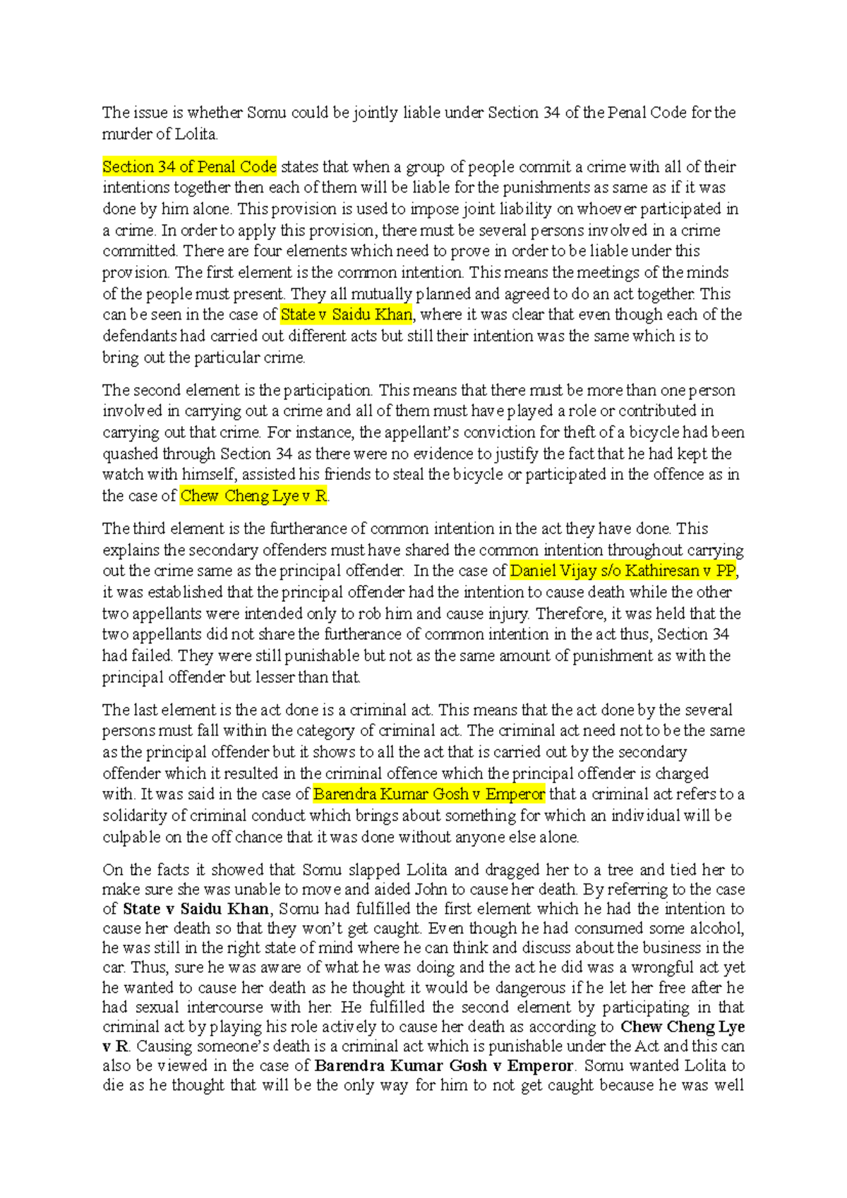 Criminal assg pres script - Criminal Law - MMU - Studocu