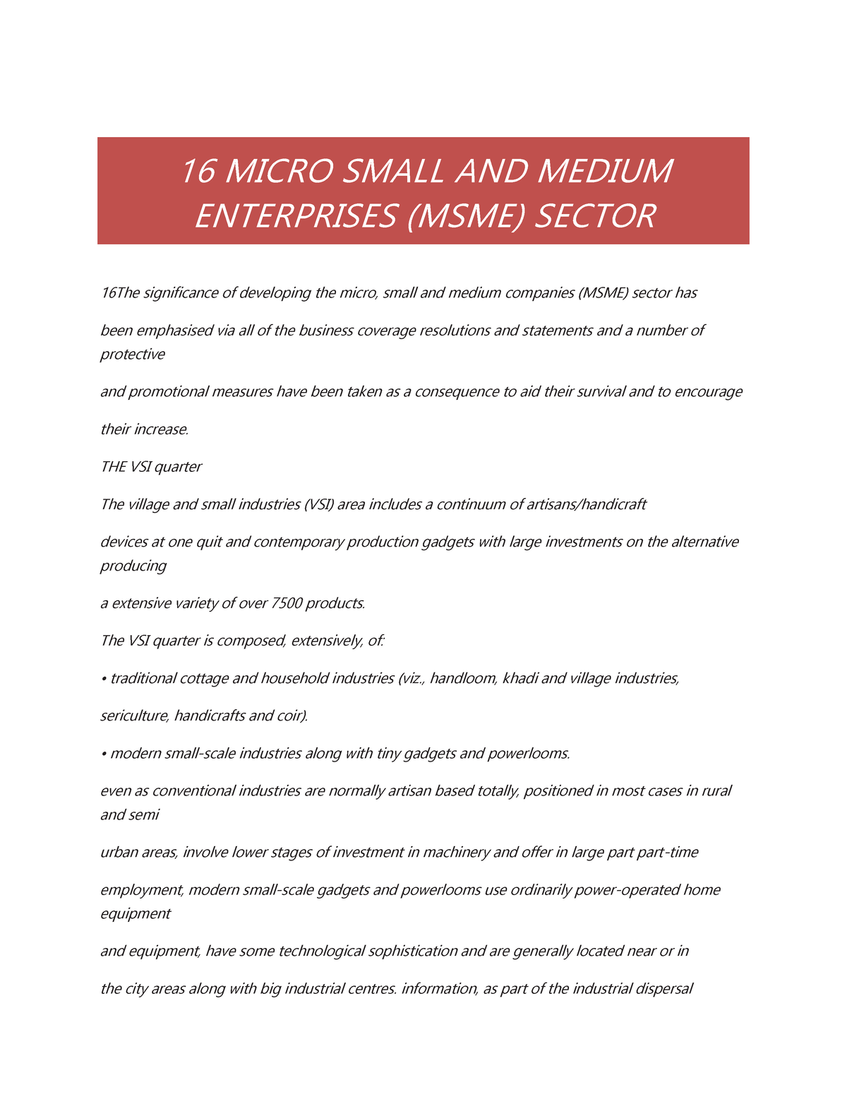 16 Micro Small AND Medium Enterprises - 16 MICRO SMALL AND MEDIUM ...