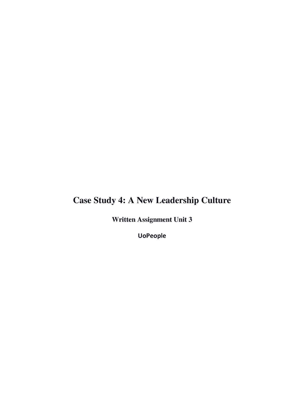 case study 4 a new leadership culture