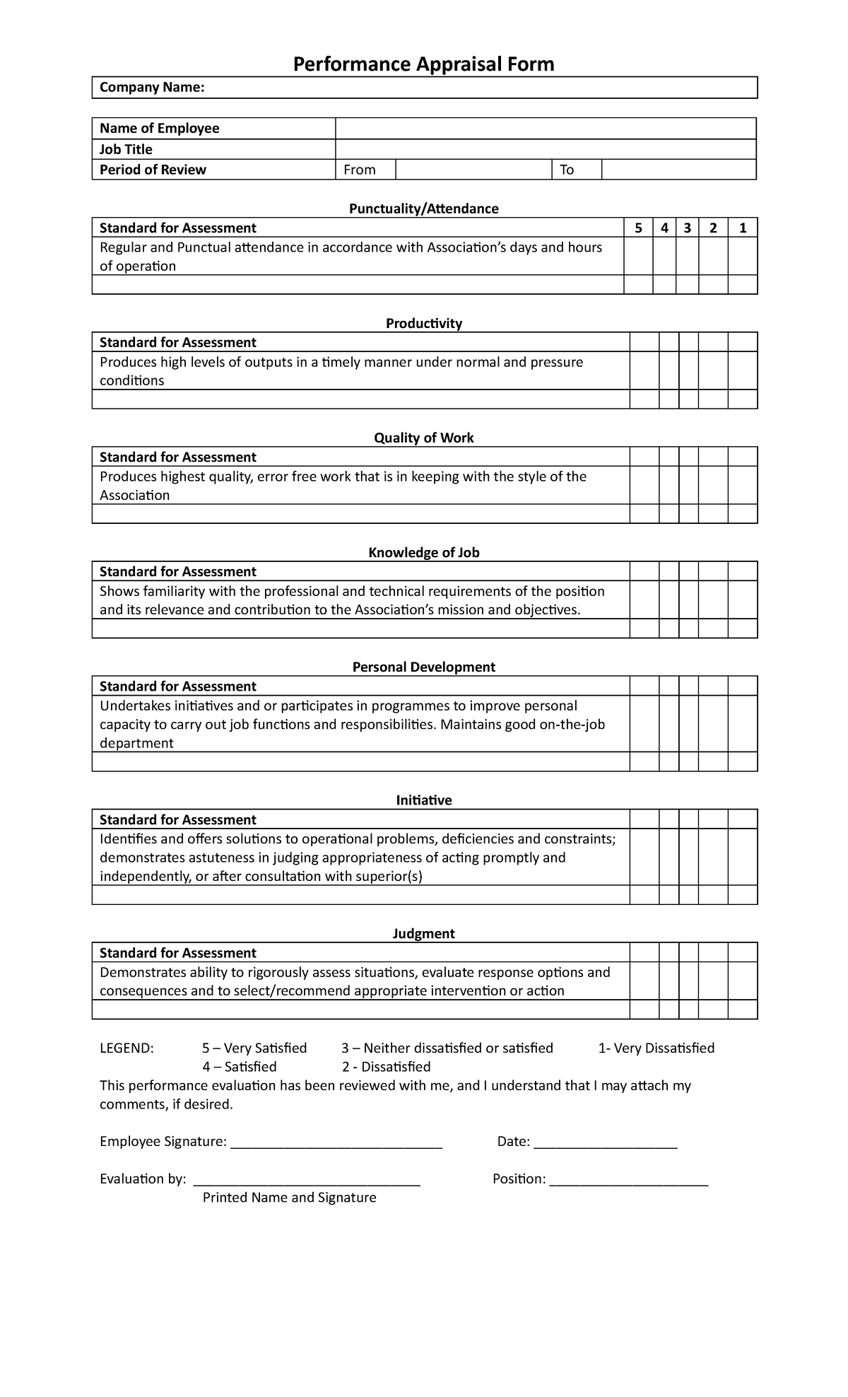 appraisal assignment form