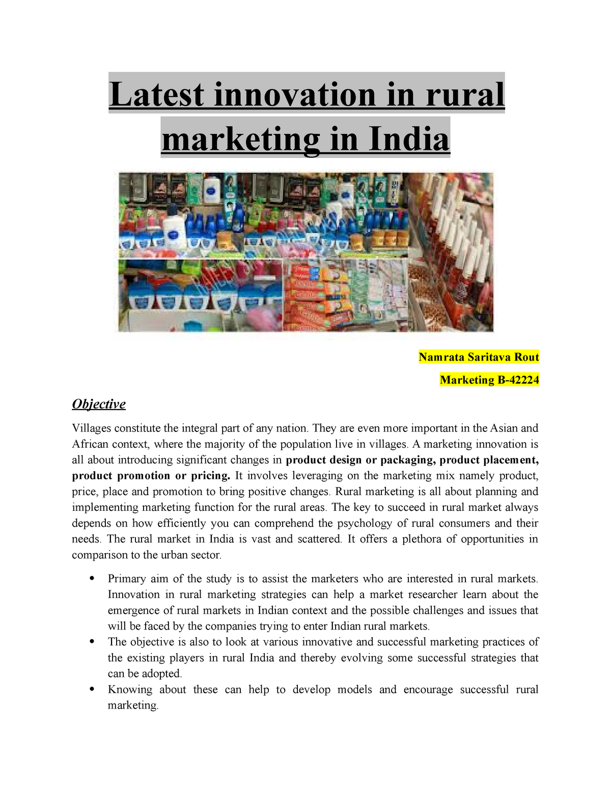 case study on rural marketing