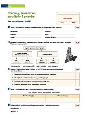 Spr 02 kl 5 biologia - Sprawdzian 2. Dział 2. Bakterie, grzyby i