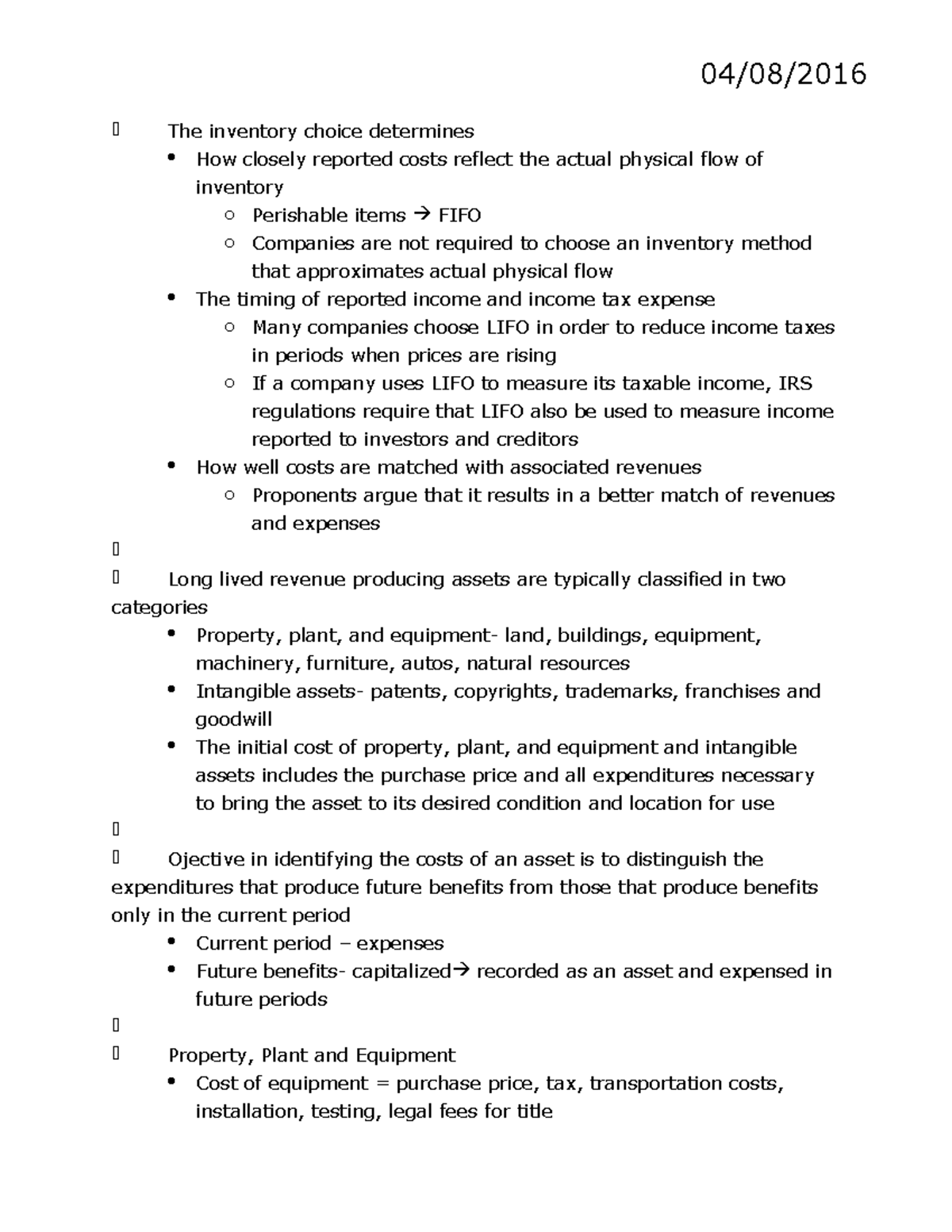 Chpt 10 Summary Financial Accounting 1 04/08/ u00 The inventory