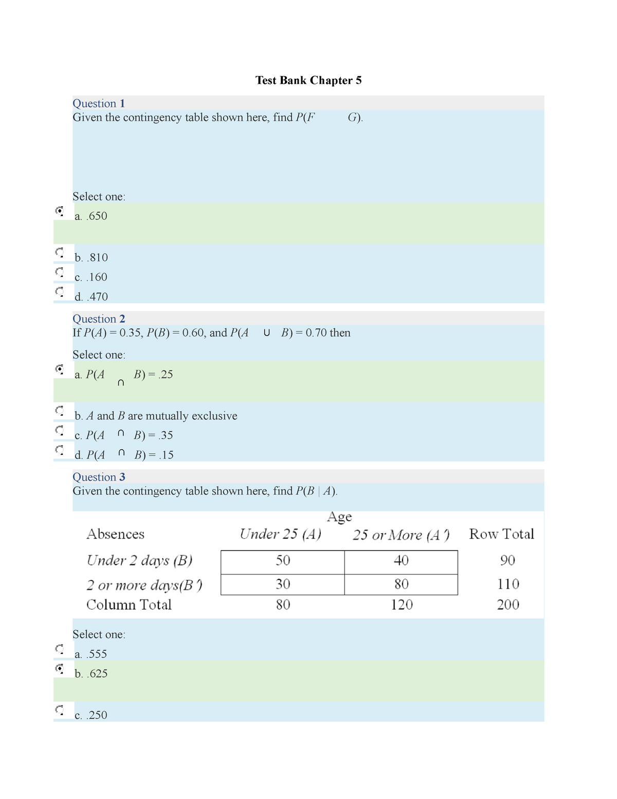 Test 13 November Questions And Answers Test Bank Chapter 5 Question 1 Studocu