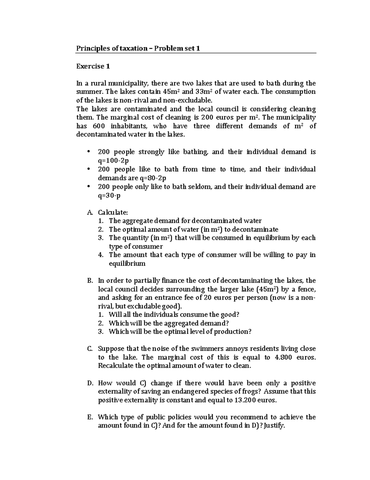 Problem sets de principles of taxation part 1 - **Principles of ...