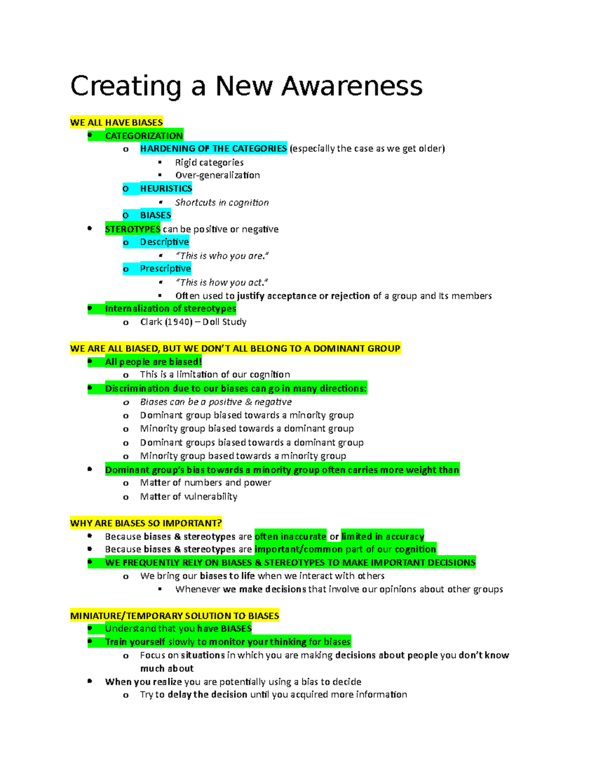 Creating a New Awareness - ” o Prescriptive “This is how you act ...