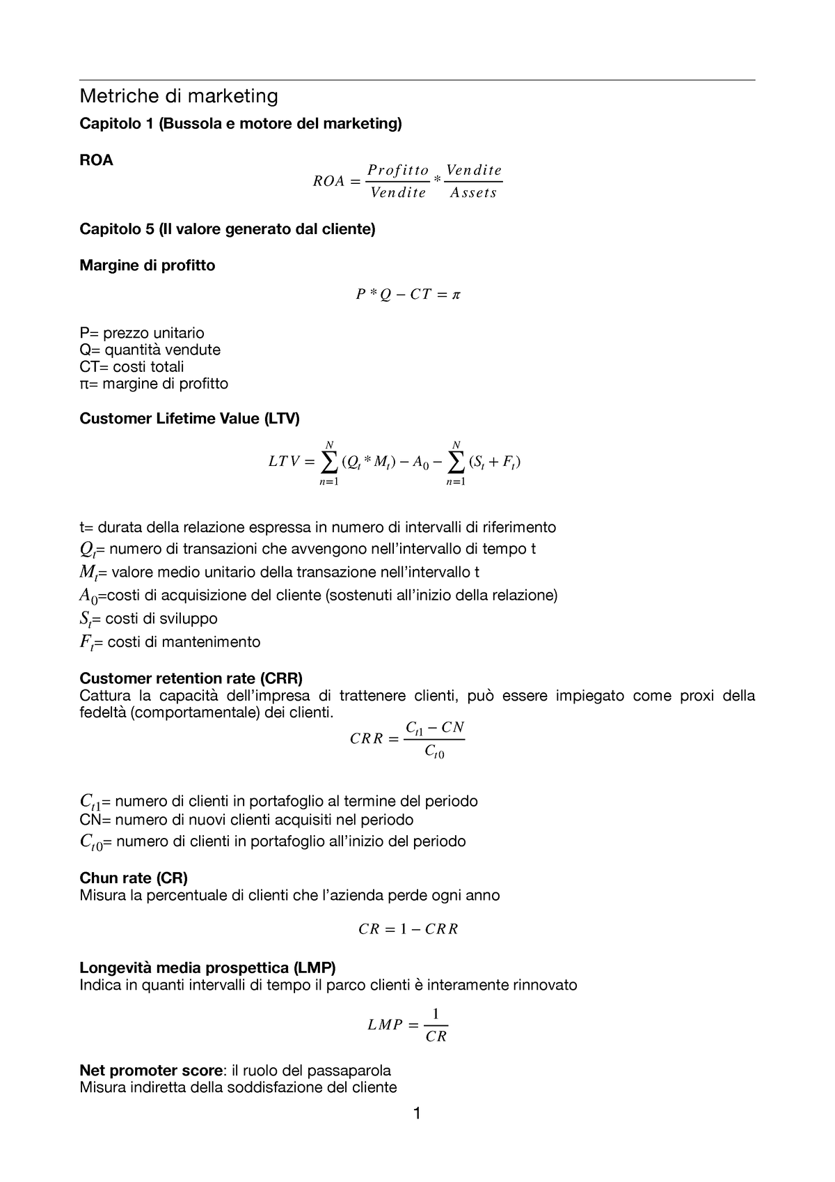 Metriche Marketing Da Stampare - Metriche Di Marketing Capitolo 1 ...
