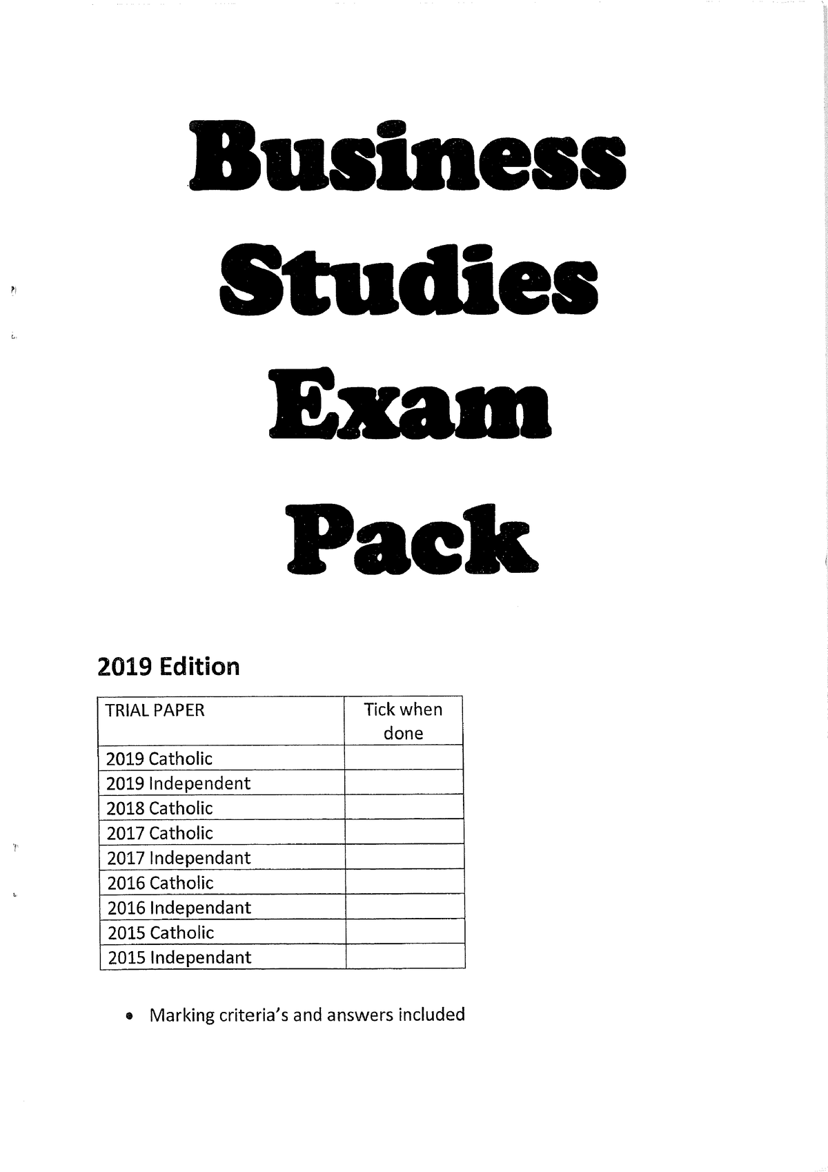 2019 PAST Papers - Business Studies Practice Exam Material - Studocu