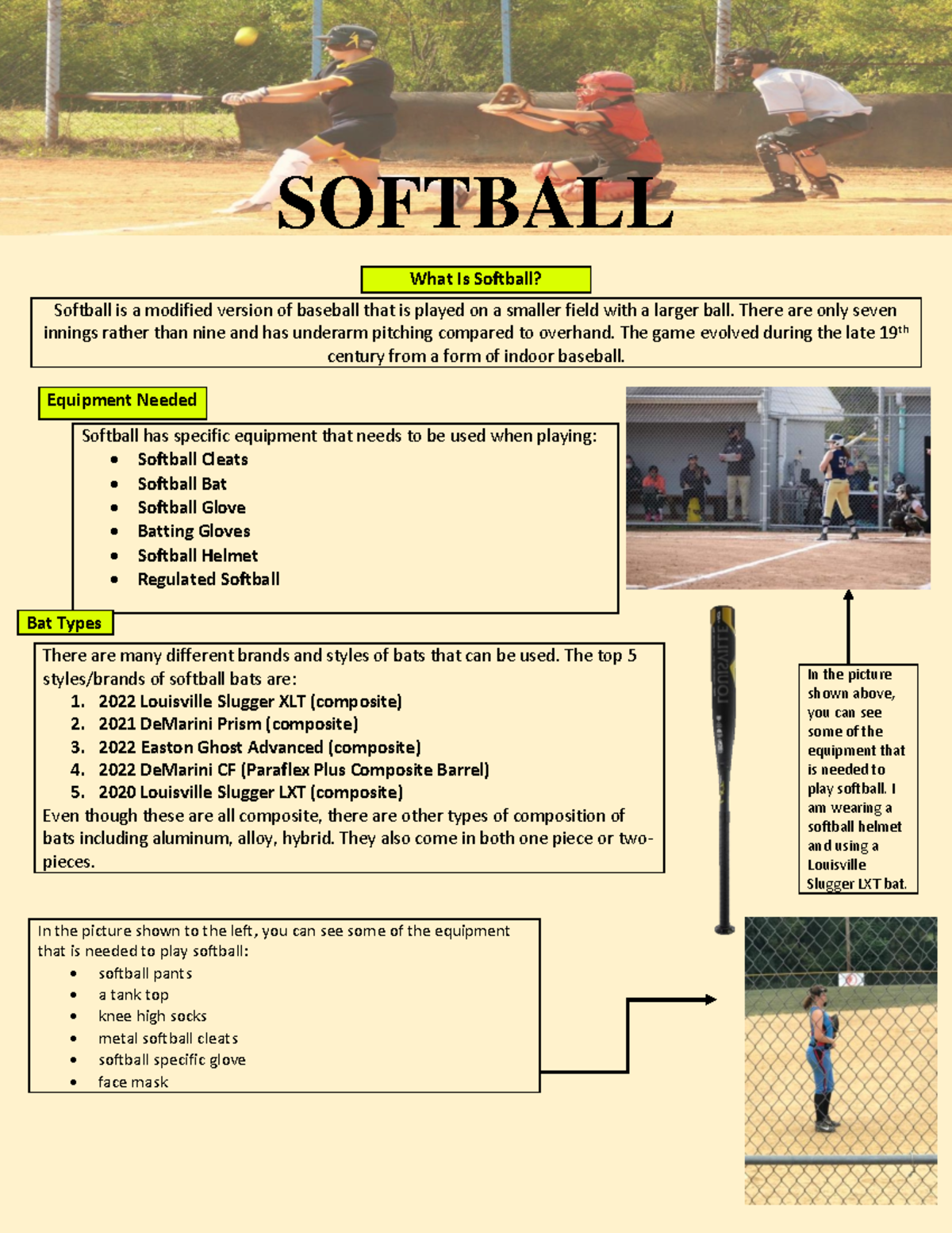 WRD practicum 4 edit SOFTBALL What Is Softball? Softball is a