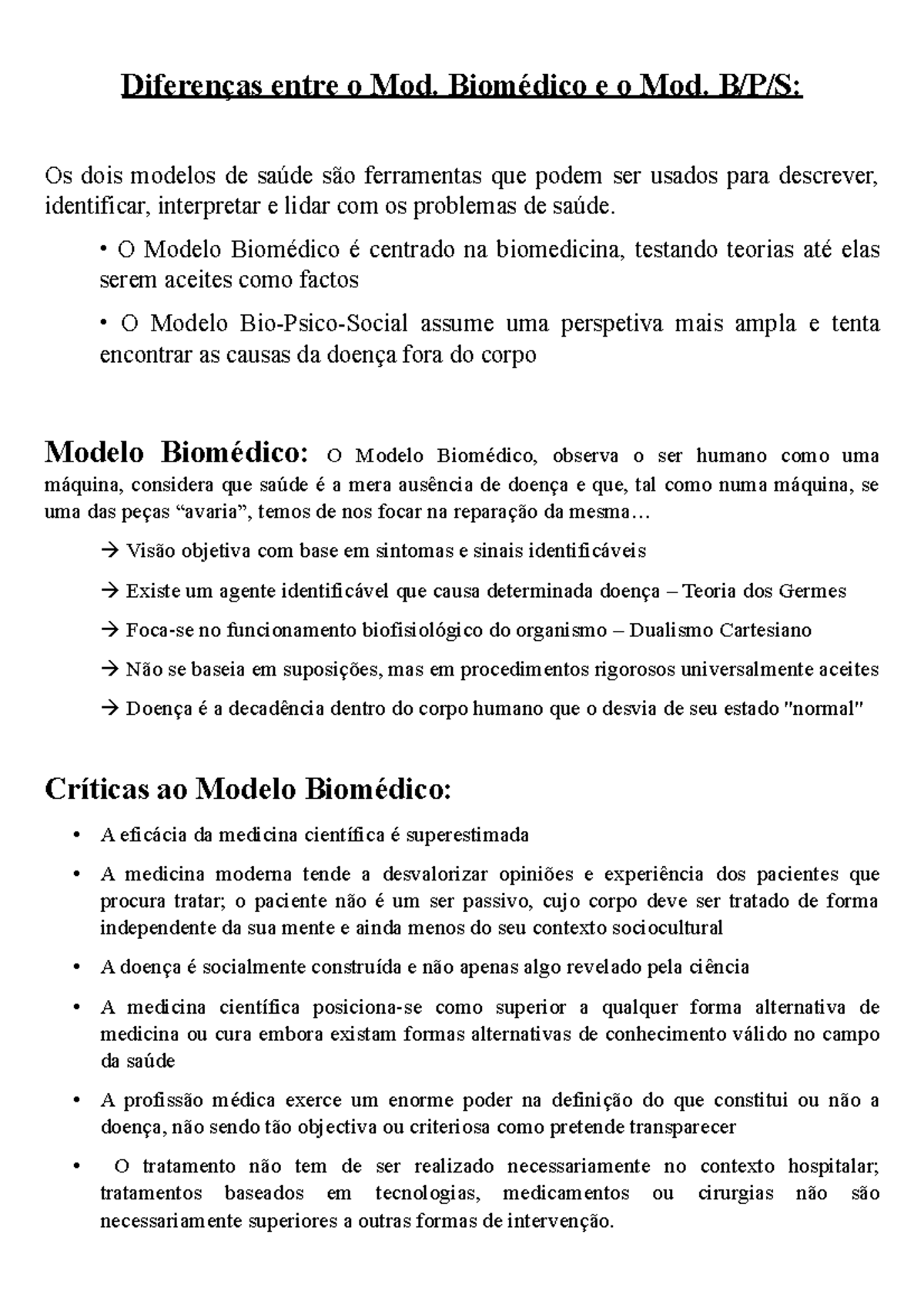 Modelos BM e BPS - Modelo BM e BPS saúde no contexto da sociologia ...