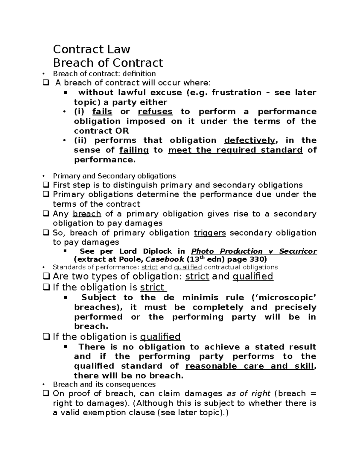 Commencement Of Contract Definition