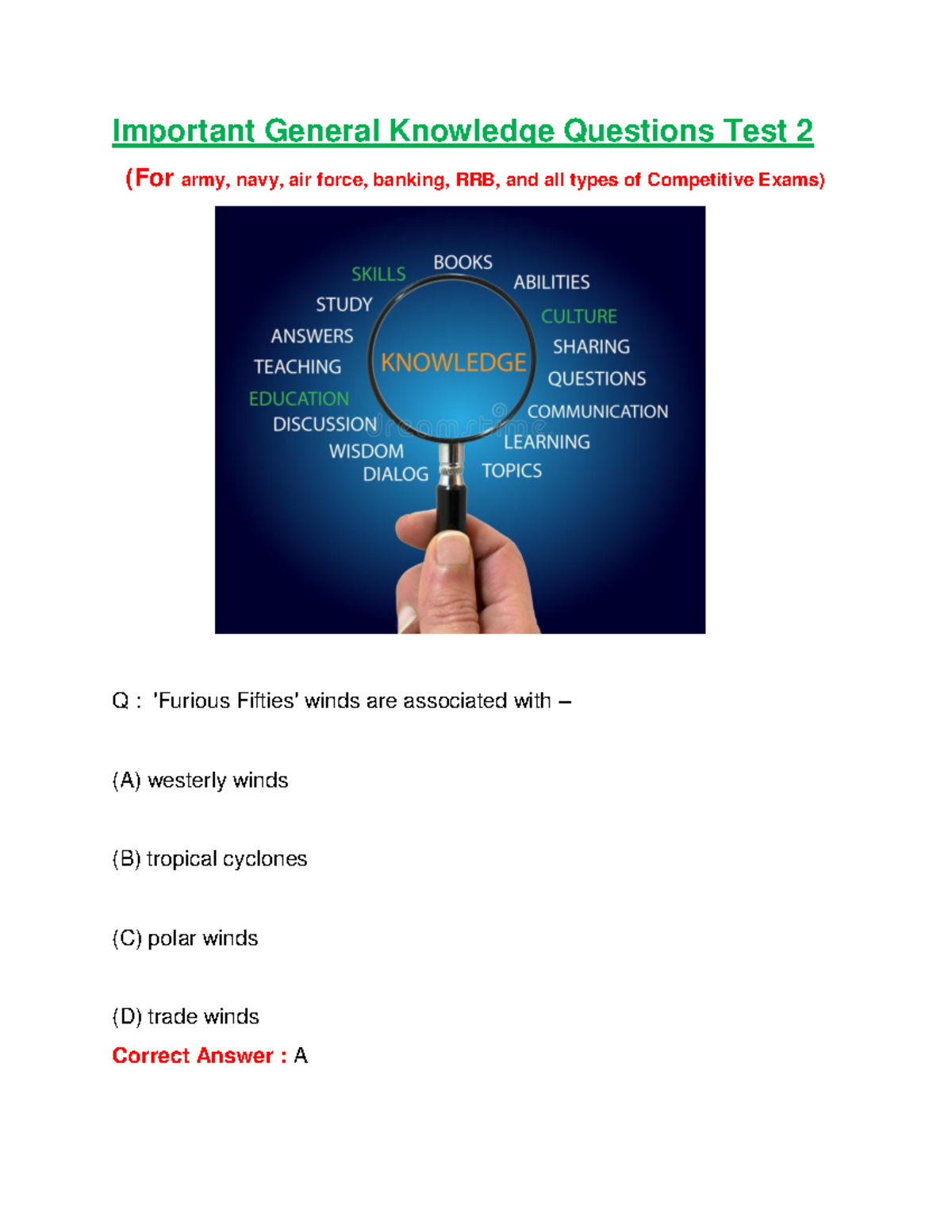 General Knowledge Questions For Banking Exams In Sri Lanka