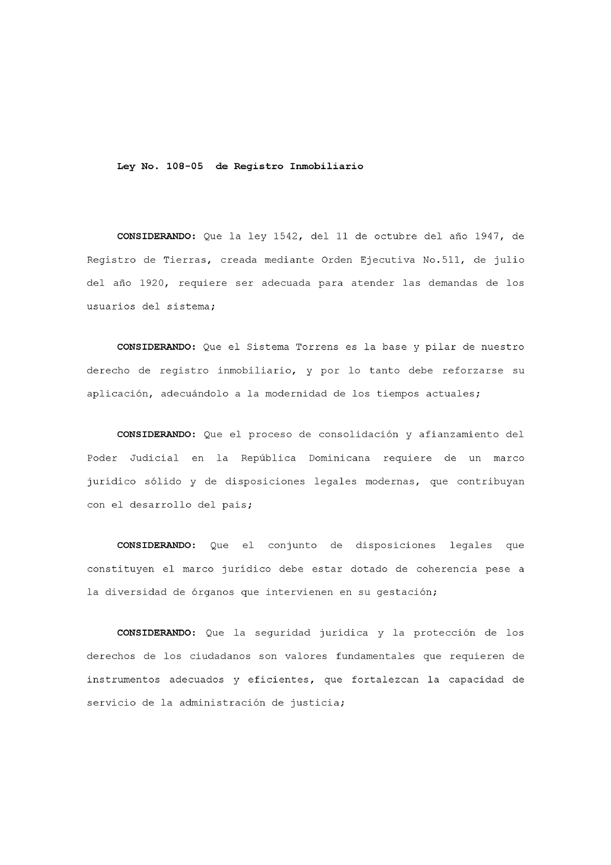 Dom60583 - Material Para Repaso De Derecho - Ley No. 108-05 De Registro ...