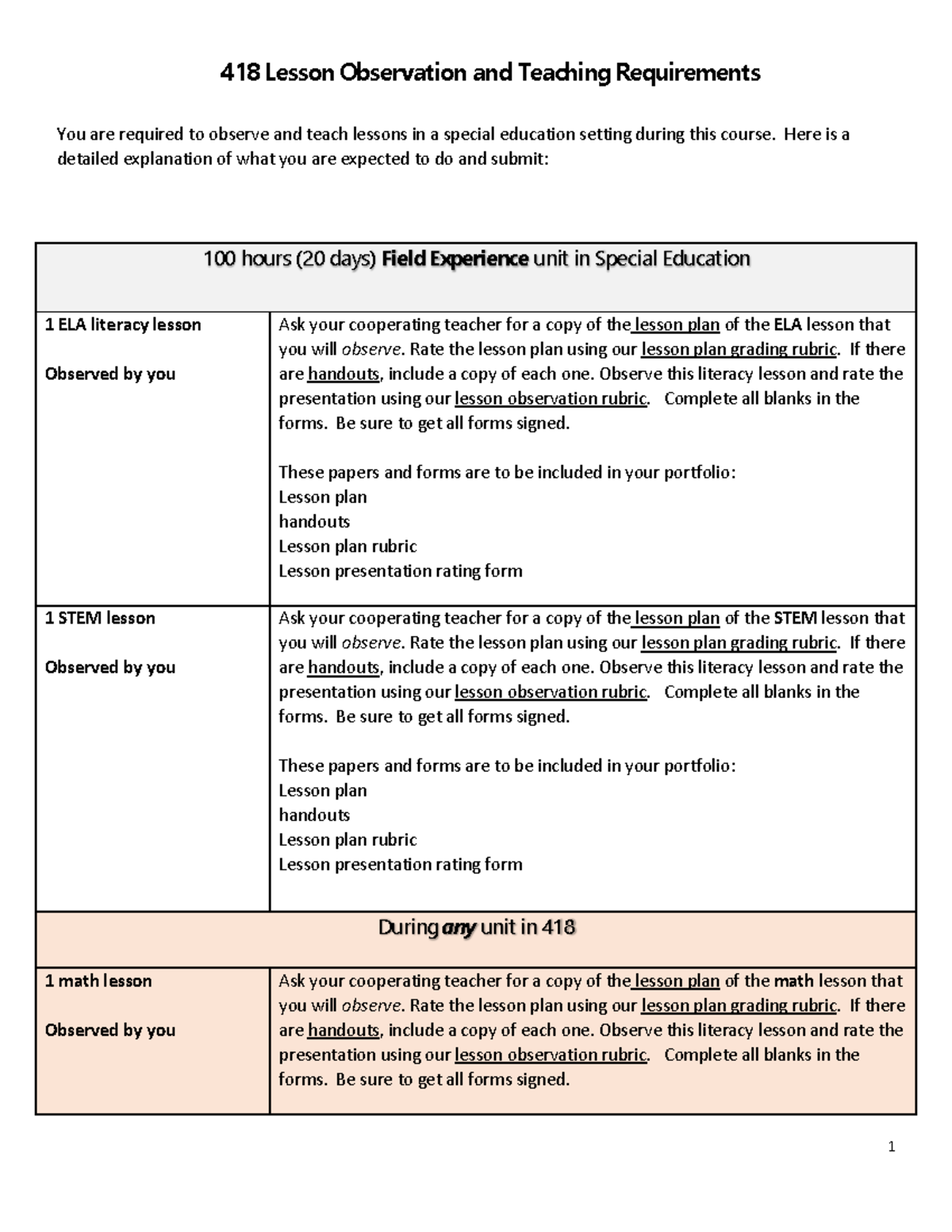 418 lesson observation andteaching requirements - 1 418 Lesson ...