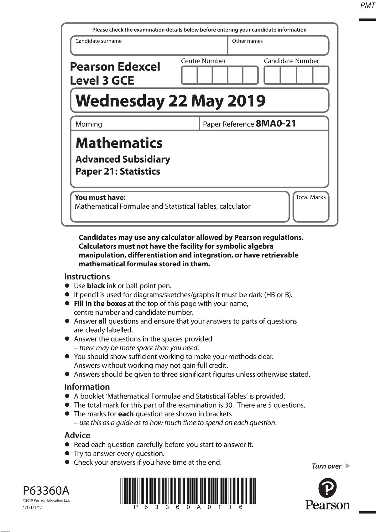 June 2019 QP (Stats) - Please check the examination details below ...