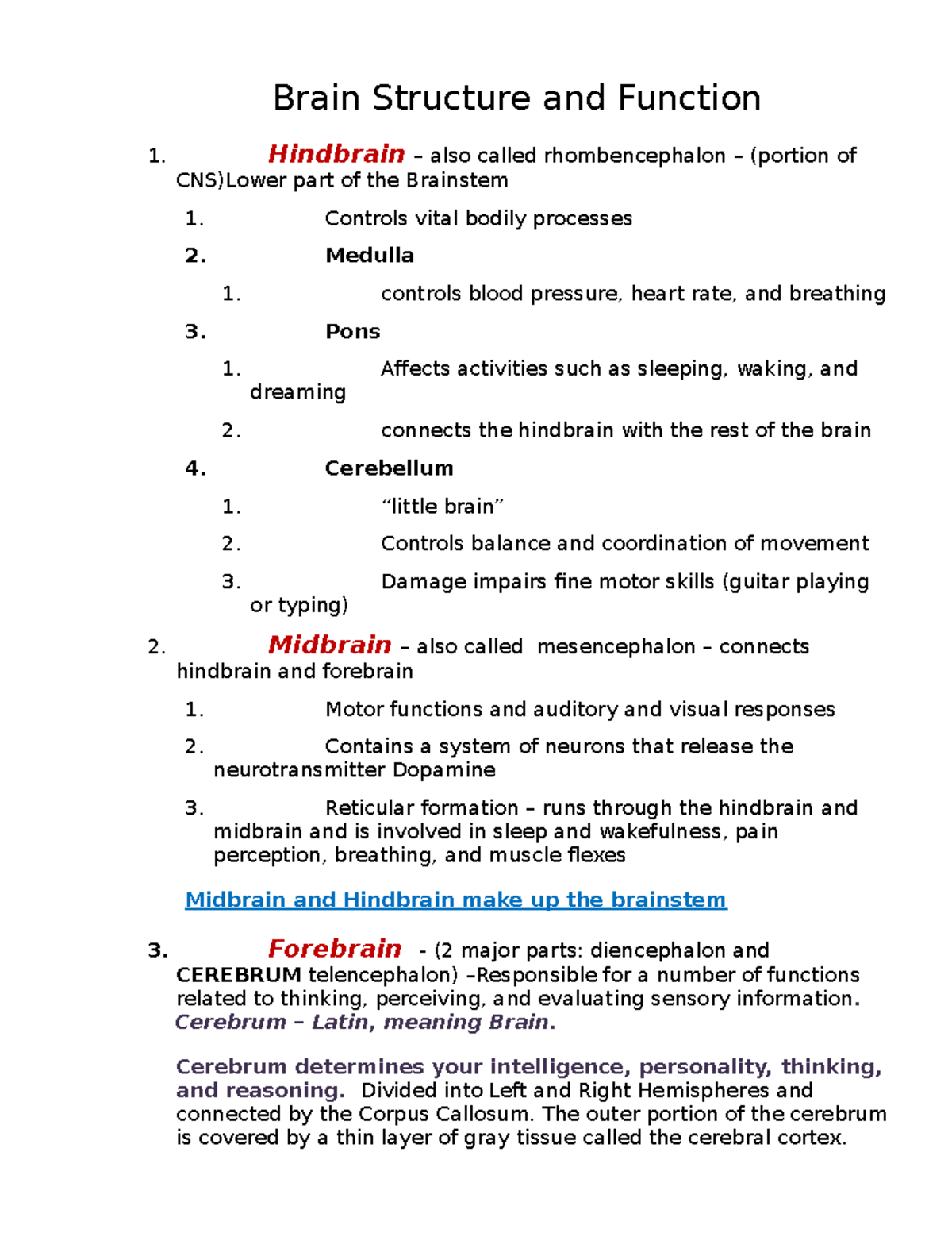 Brain Structure and Function - Today - Brain Structure and Function 1 ...