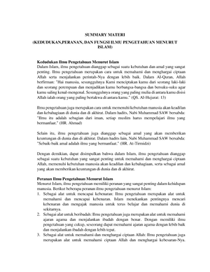 Kedudukan, Peranan, Dan Fungsi Ilmu Pengetahuan Menurut Islam - SUMMARY ...