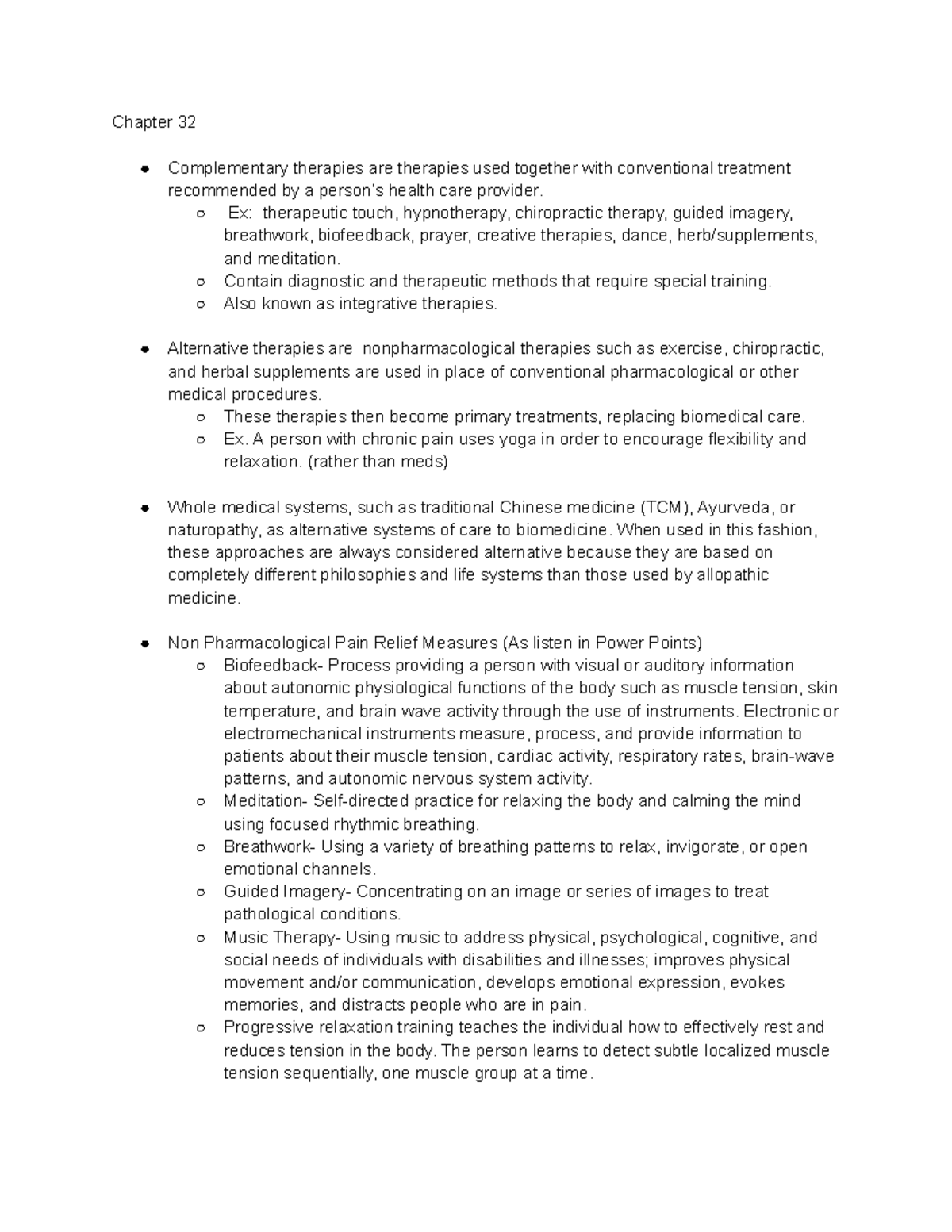 Pain and Comfort Book Notes - Chapter 32 Complementary therapies are ...