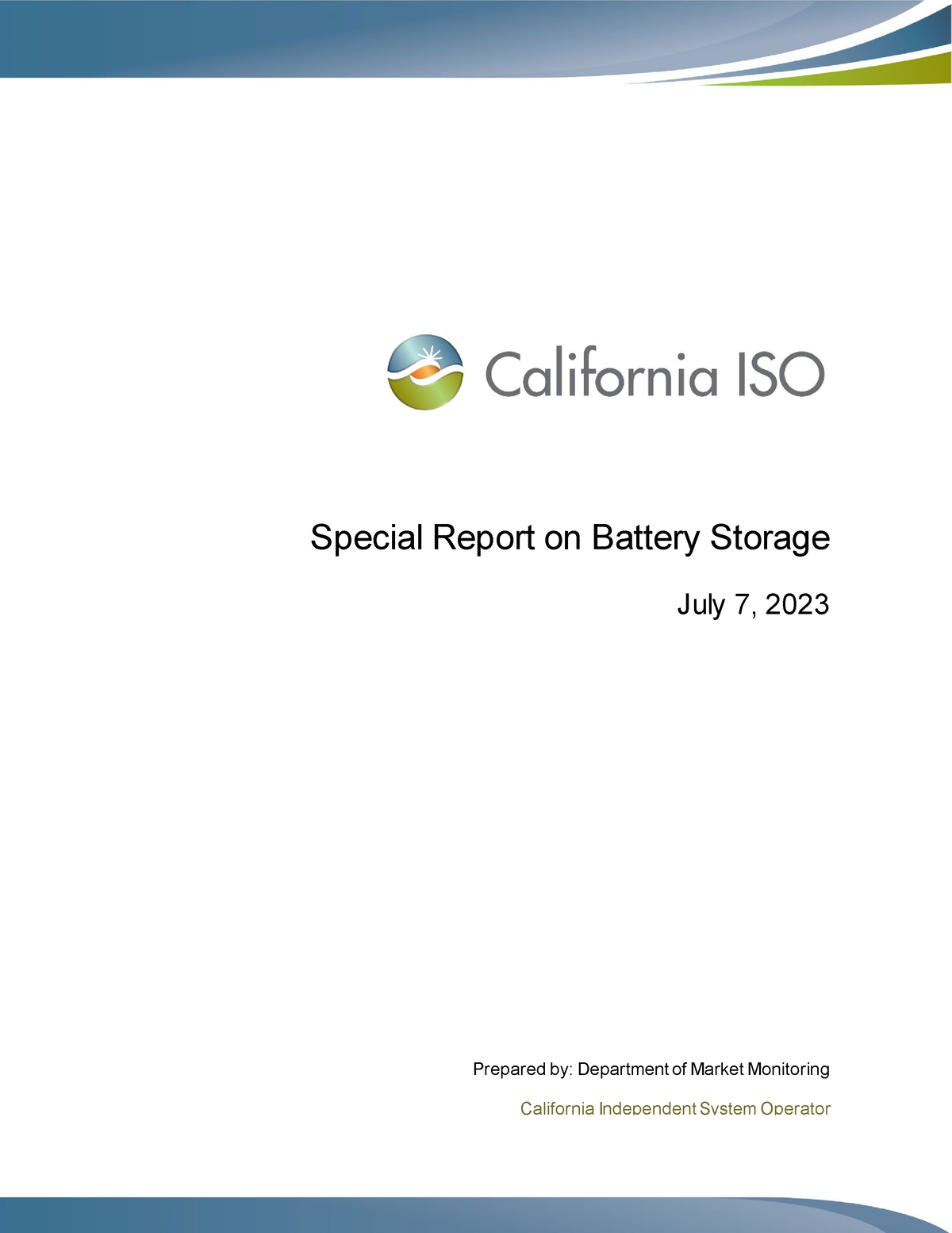 Caiso Battery report Documento informativo Instalaciones electricas