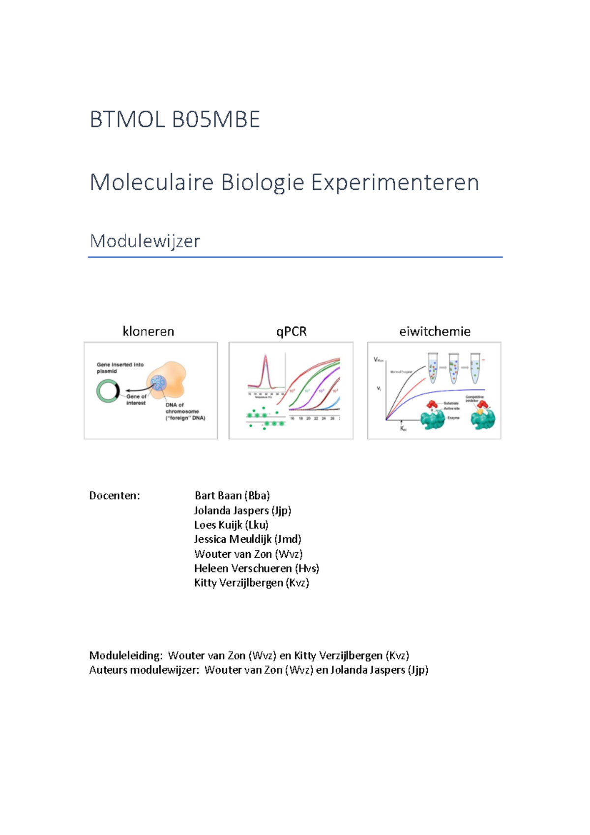 B05 MBE Modulewijzer 2324 - BTMOL B05MBE Moleculaire Biologie ...