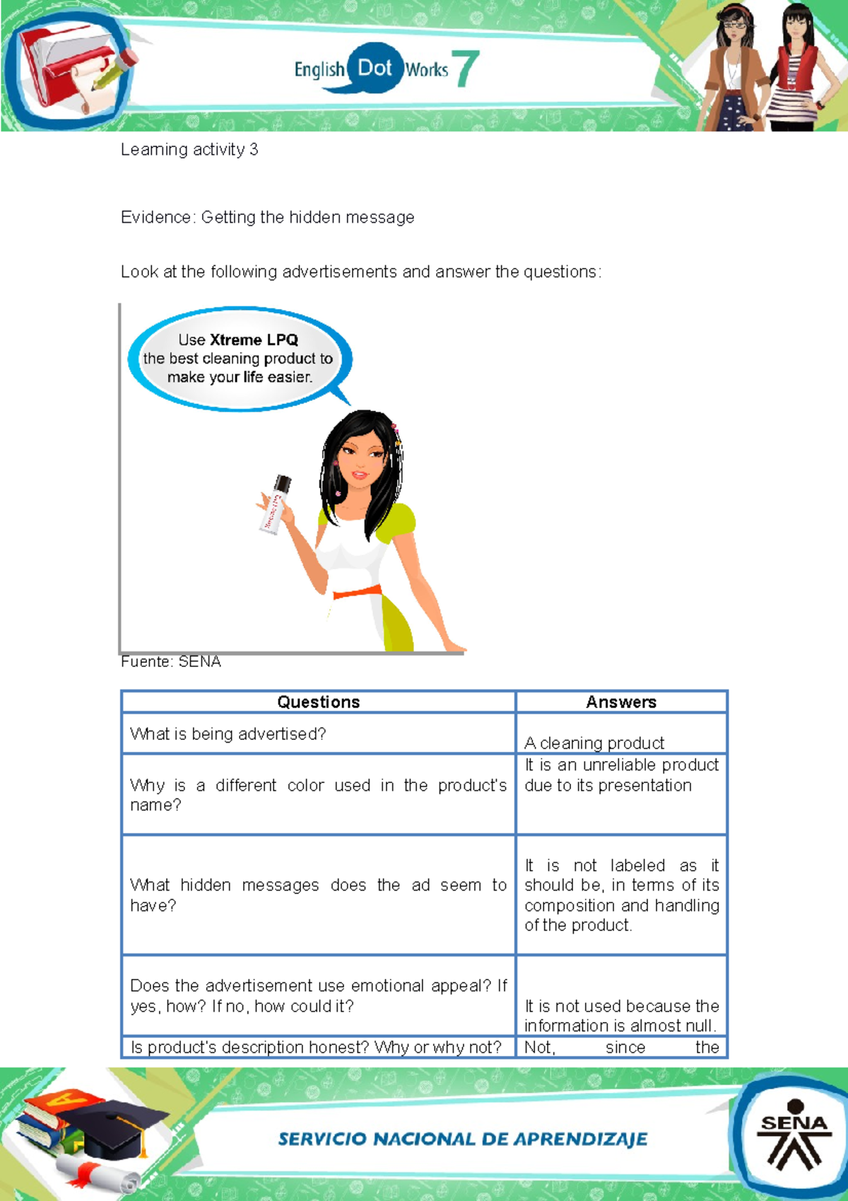 Evidence Getting the hidden message - Learning activity 3 Evidence ...