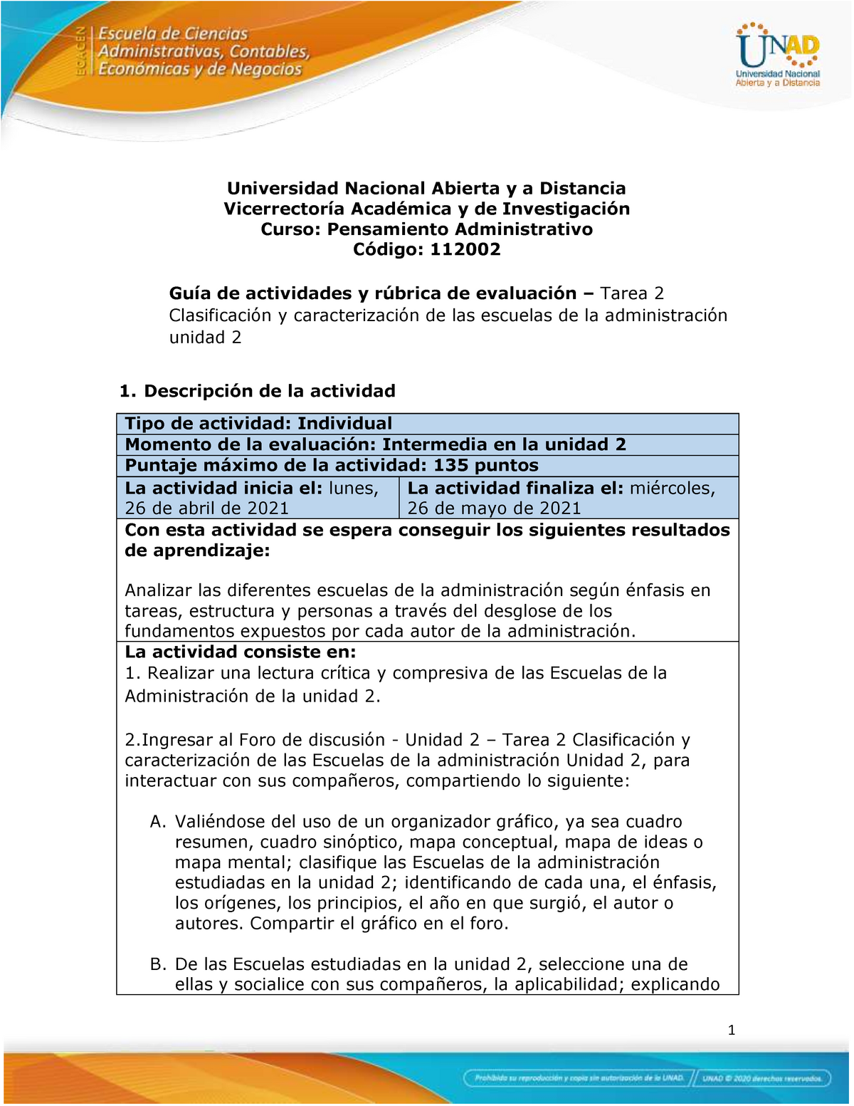 Guía de actividades y rúbrica de evaluación – Unidad 2 - Tarea 2-  Clasificación y caracterización - Studocu