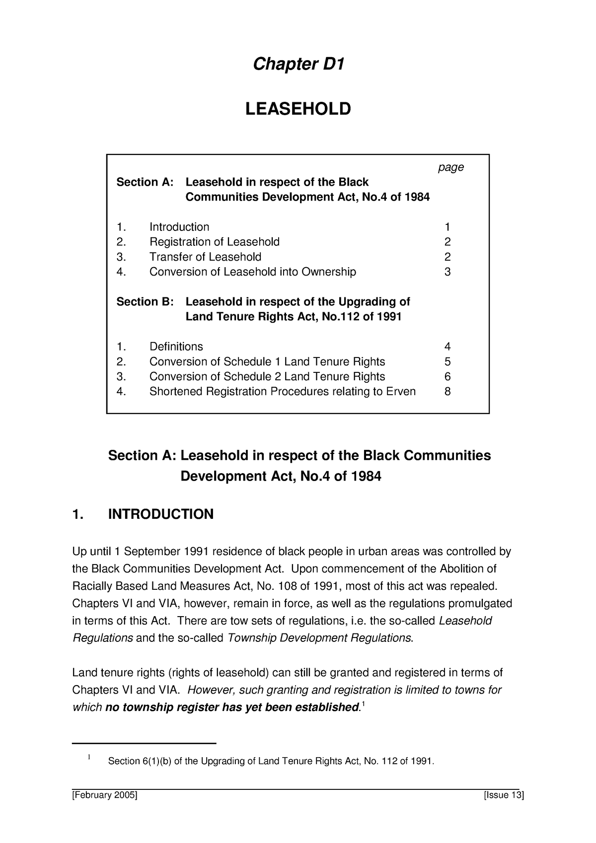 Leasehold LAND Tenure Gawie LE ROUZ - 1 Section 6(1)(b) Of The ...