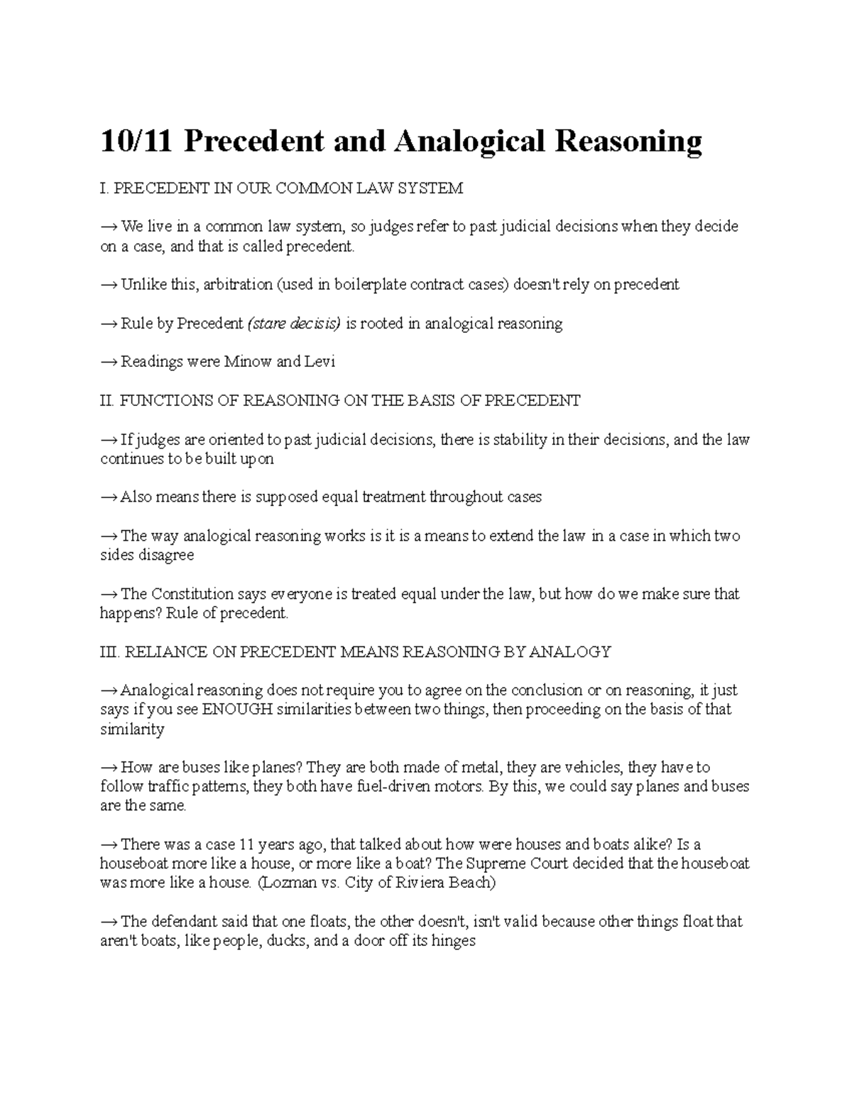 10.11.21 Precedent and Analogical Reasoning - 10/11 Precedent and ...