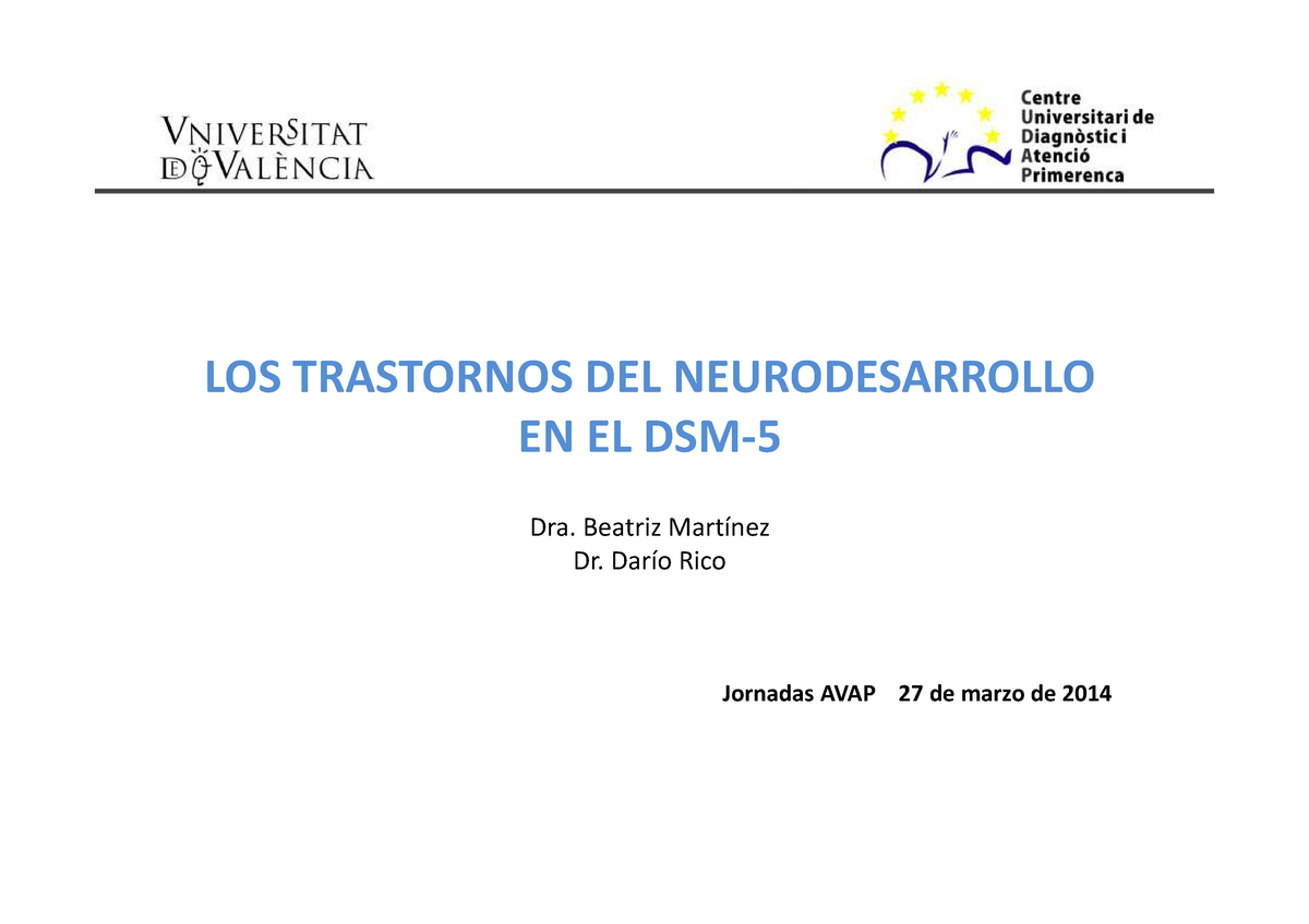 Trastornos Del Neurodesarrollo En El Dsm5 Los Trastornos Del Neurodesarrollo En El Dsm Dra 8020