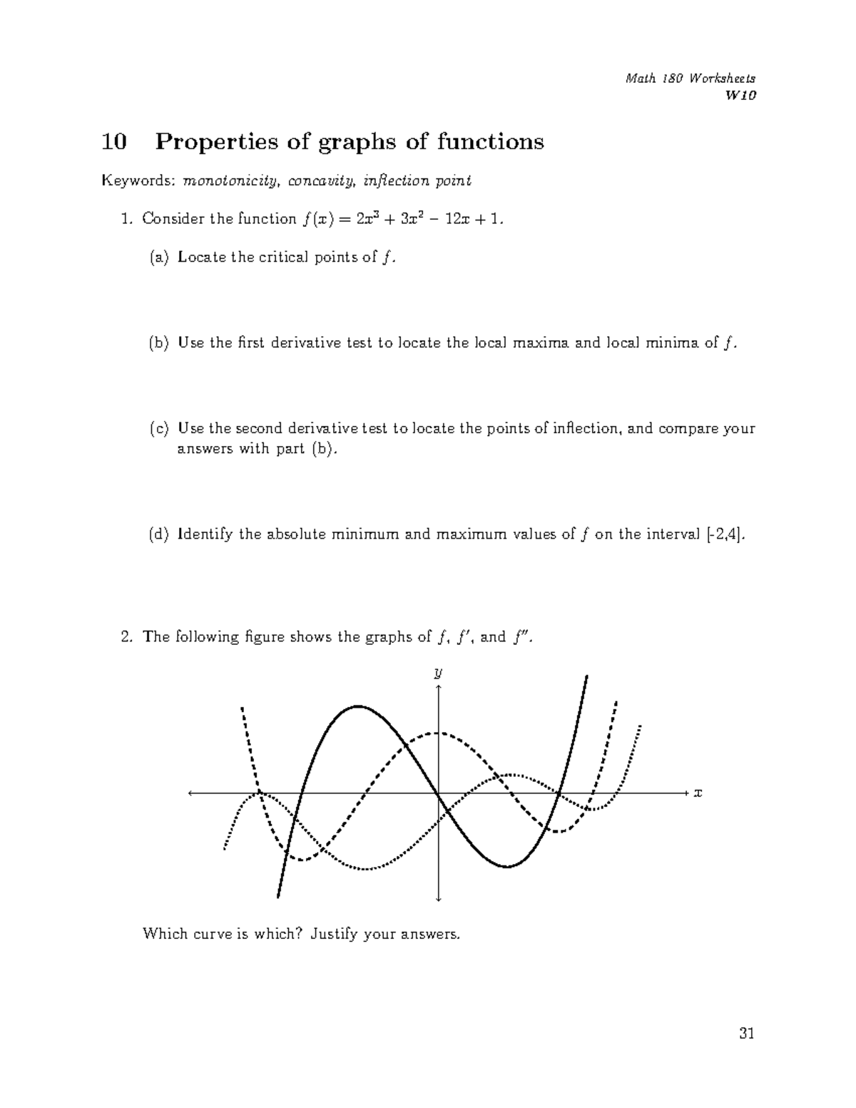 Math 180 Worksheets Week 10 - Math 180 WorksheetsW 10 Properties of ...