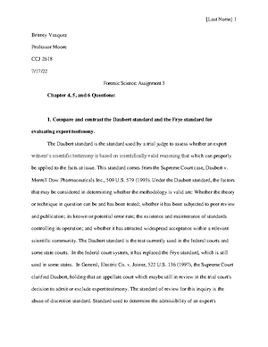 Forensic Science Assignment 6 - R. & Bartol, A. M. Introduction to ...