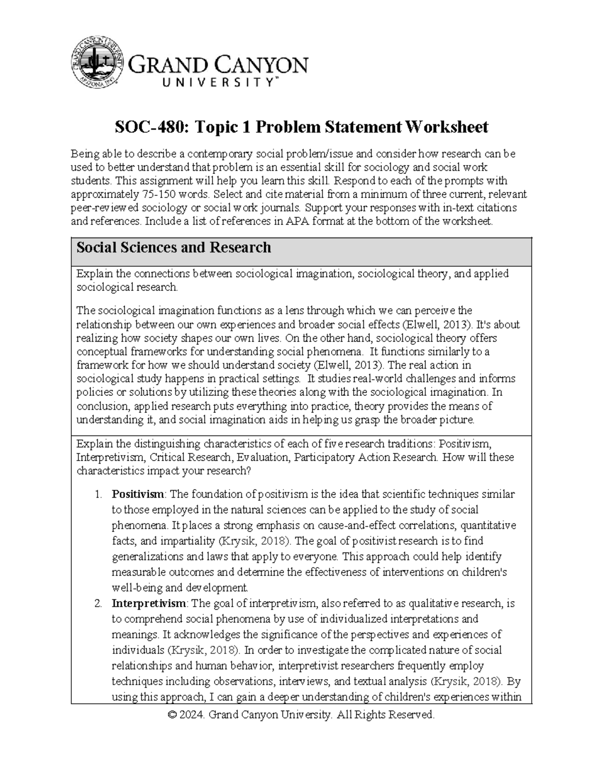 Problem Statement Worksheet - SOC-480: Topic 1 Problem Statement ...