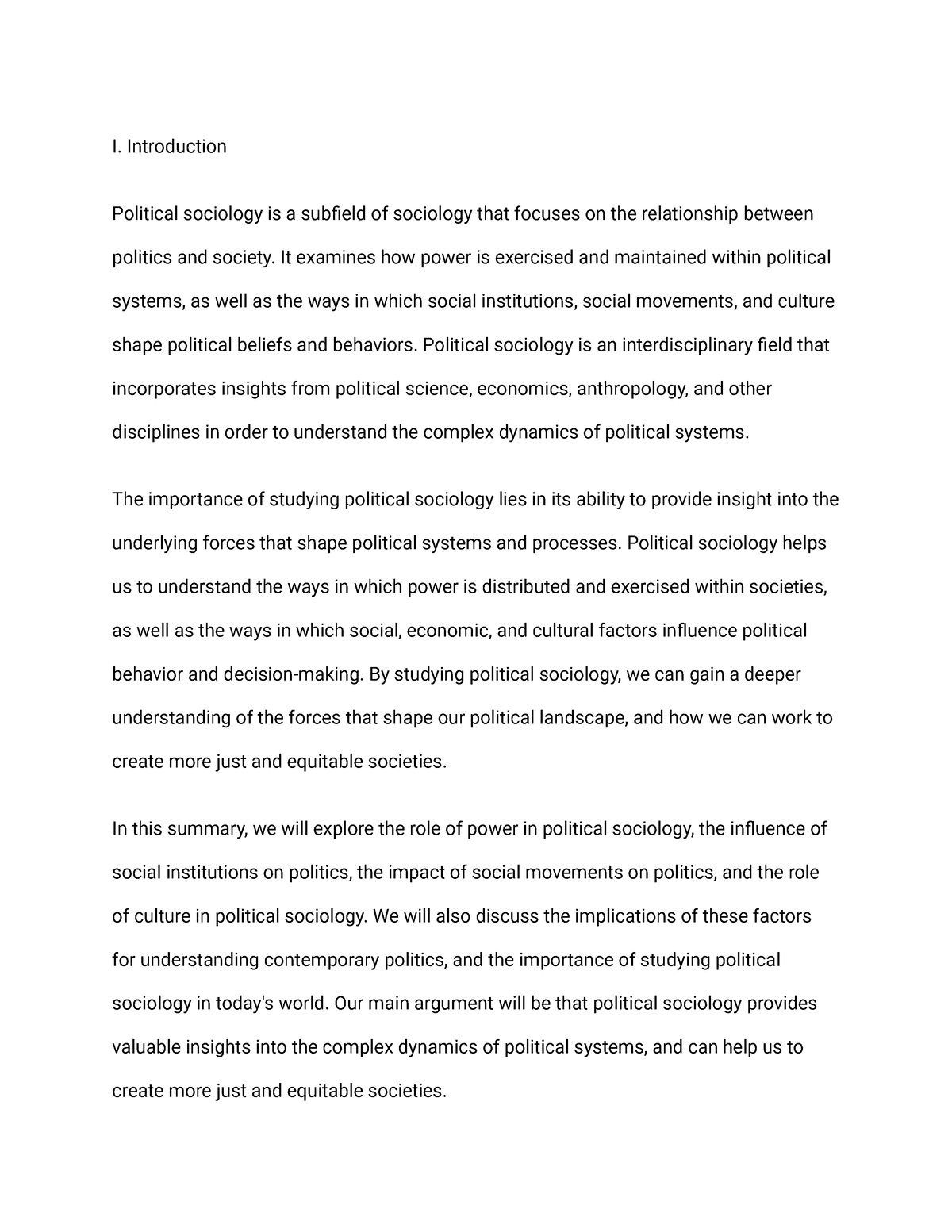 Political Sociology I Introduction Political Sociology Is A Subfield Of Sociology That
