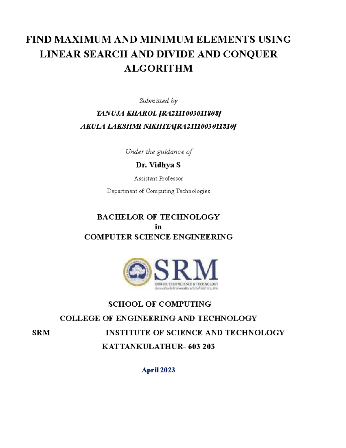 Minimum and Maximum - FIND MAXIMUM AND MINIMUM ELEMENTS USING LINEAR ...