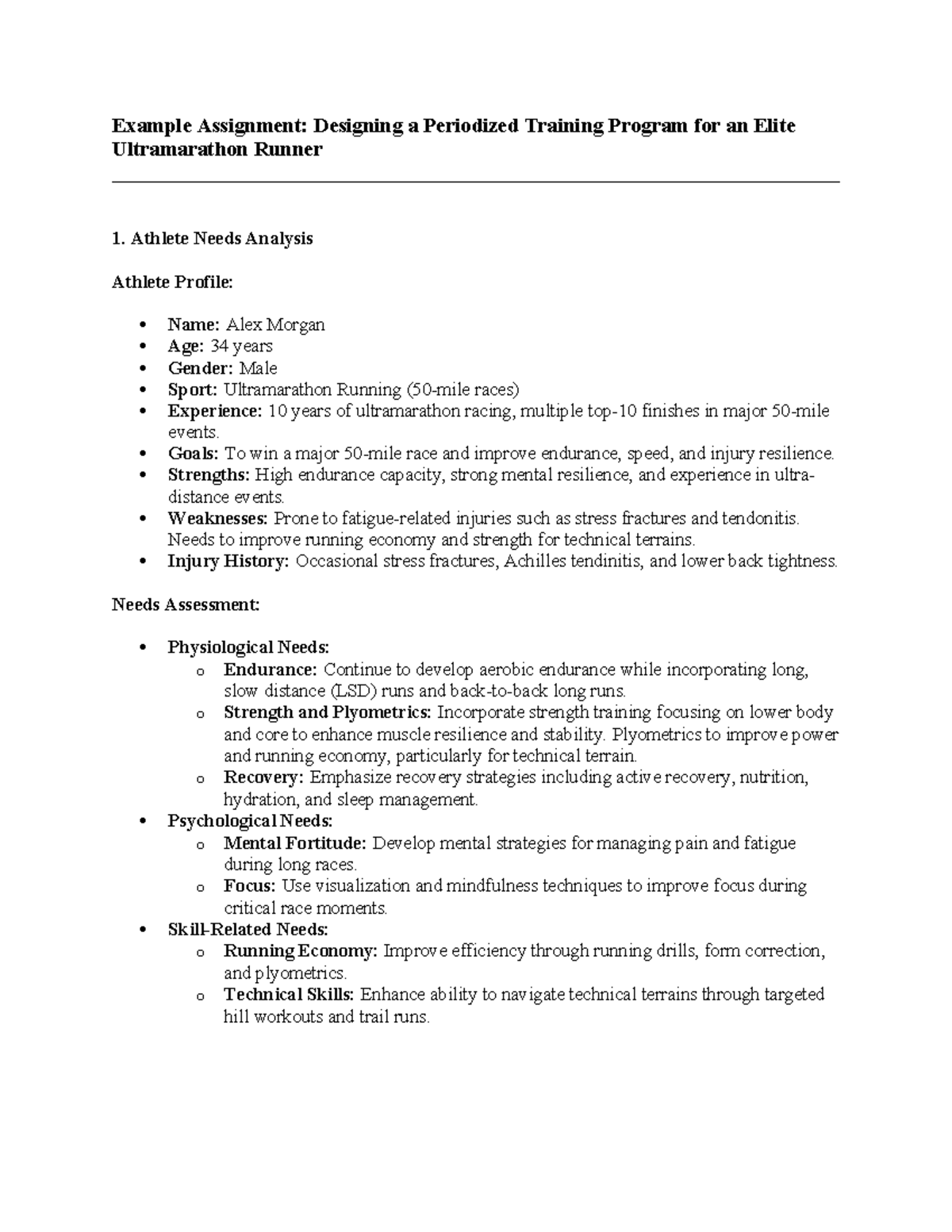 Final Project Example - Example Assignment: Designing a Periodized ...