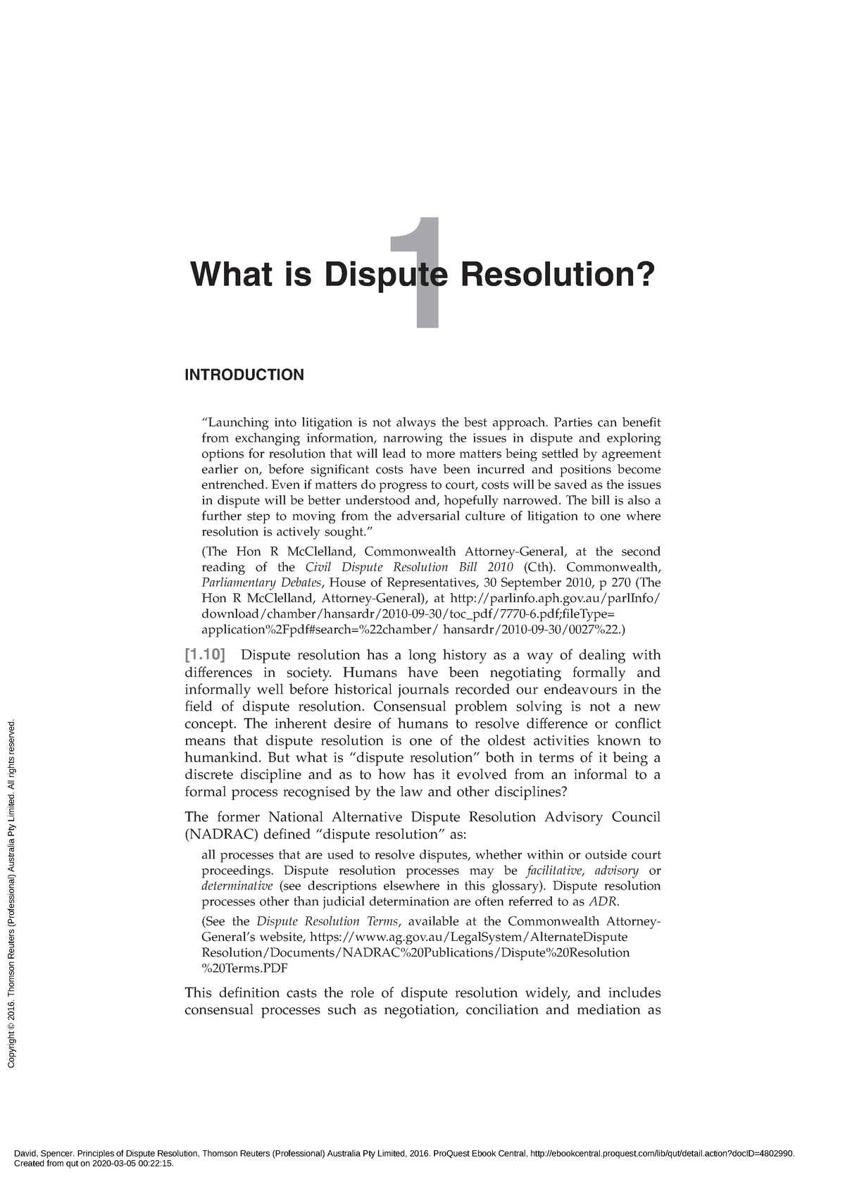 Chapter 1 Of Principles Of Dispute Resolution Spencer 1 What Is