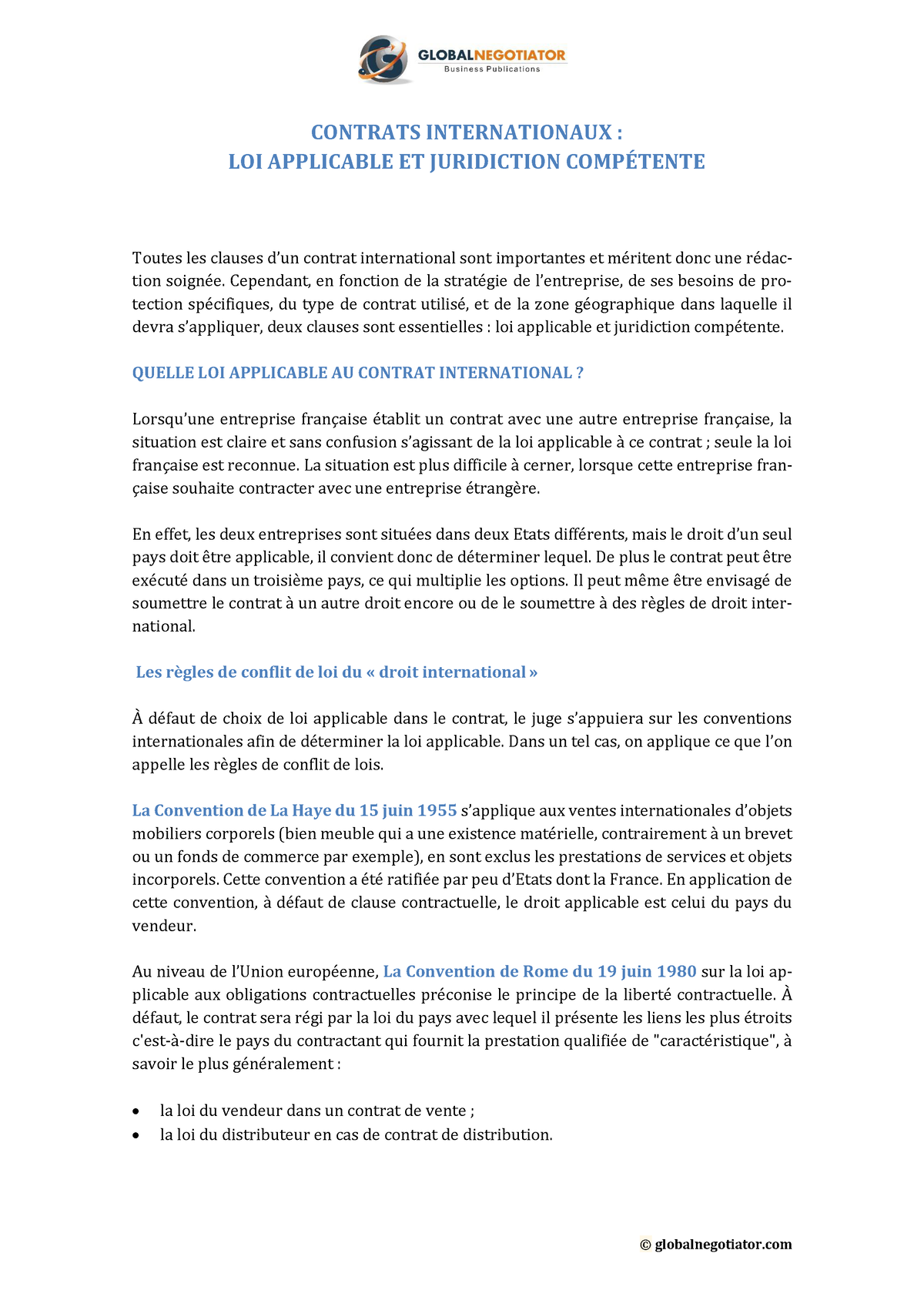 Contrats Internationaux Droit Applicable - CONTRATS INTERNATIONAUX ...