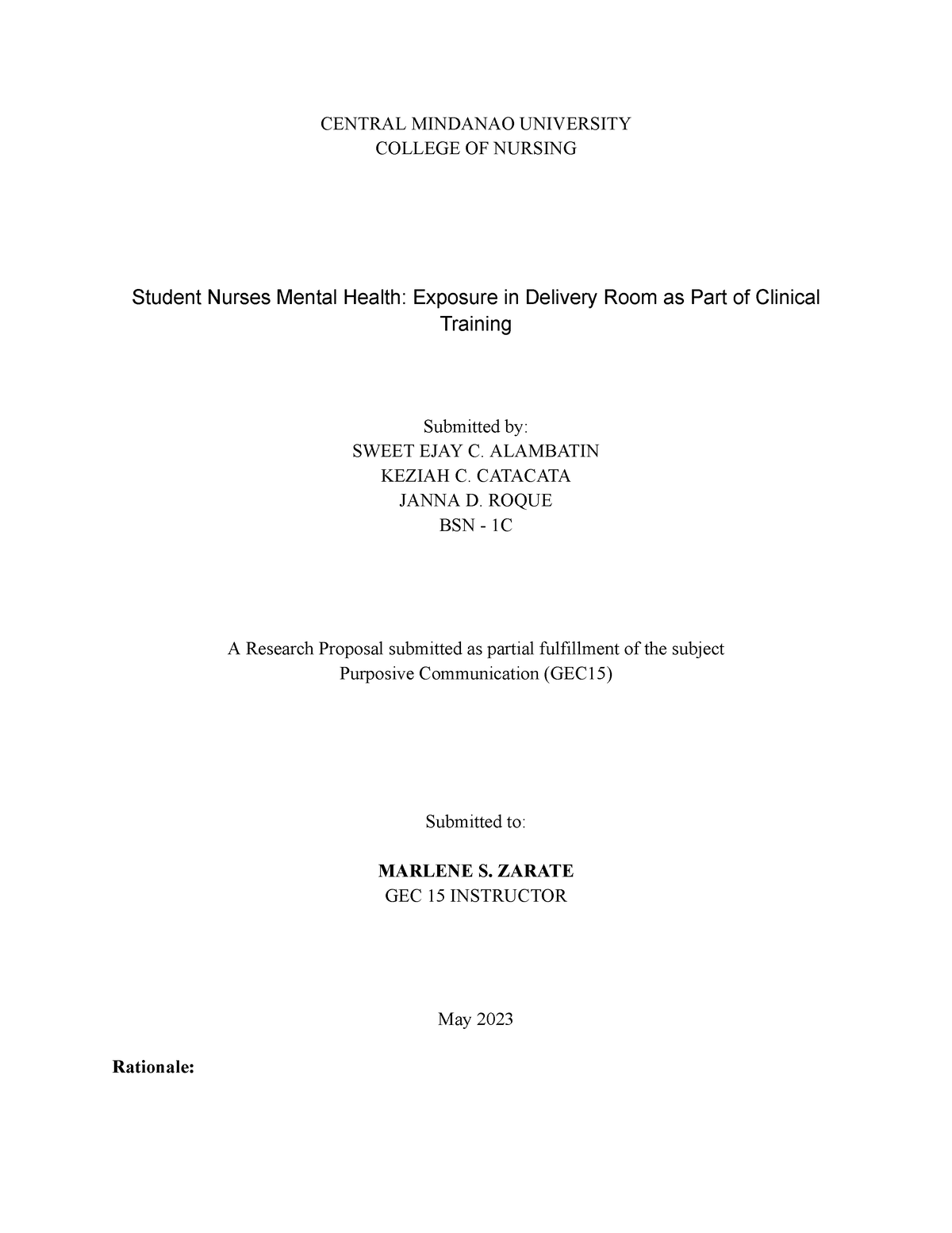 Research Proposal 1st Draft 2 Nursing Studocu   Thumb 1200 1553 