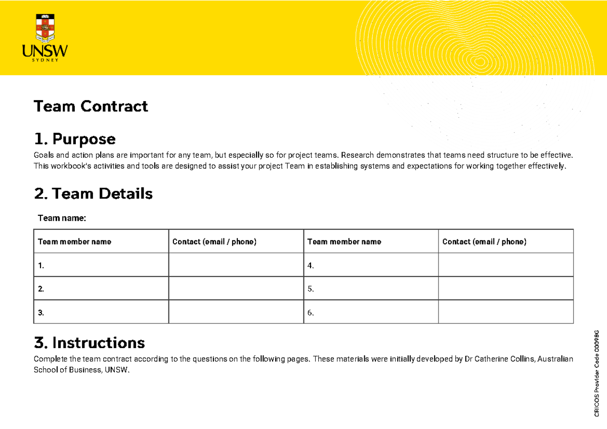 DESN1000 22T1 - EDP Facilitation Guide - Team Contract - Goals and ...